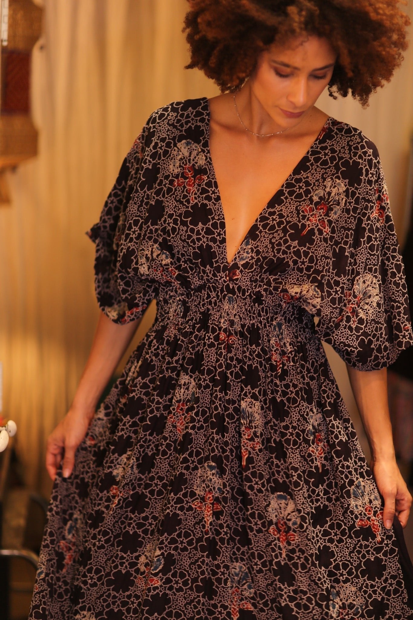 EYELET EMBROIDERED FABRIC ZURI DRESS HYDRANGEAS - MOMO STUDIO BERLIN - Berlin Concept Store - sustainable & ethical fashion