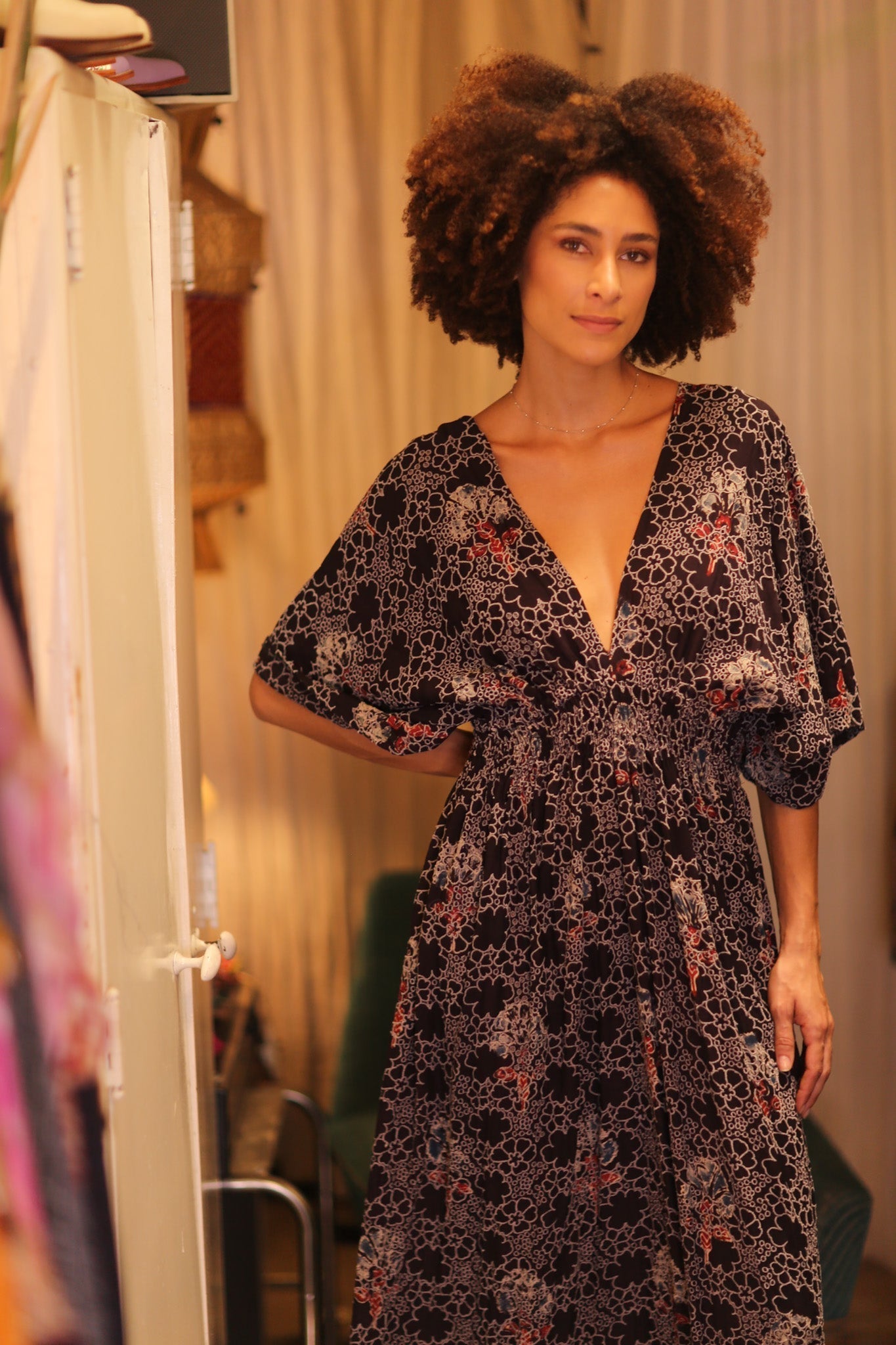 EYELET EMBROIDERED FABRIC ZURI DRESS HYDRANGEAS - MOMO STUDIO BERLIN - Berlin Concept Store - sustainable & ethical fashion