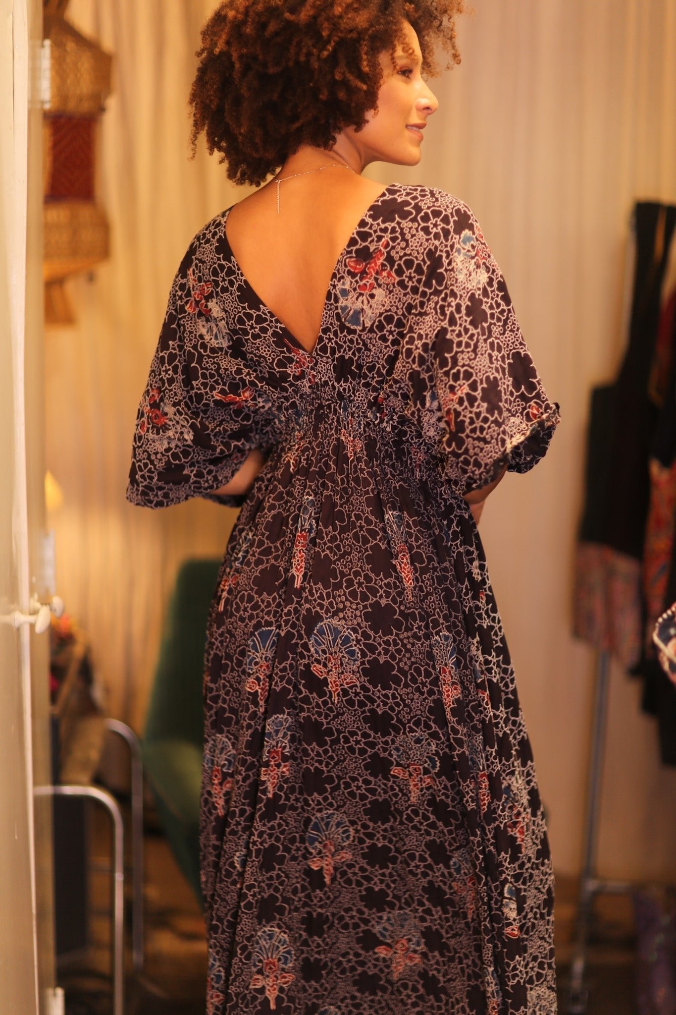 EYELET EMBROIDERED FABRIC ZURI DRESS HYDRANGEAS - MOMO STUDIO BERLIN - Berlin Concept Store - sustainable & ethical fashion