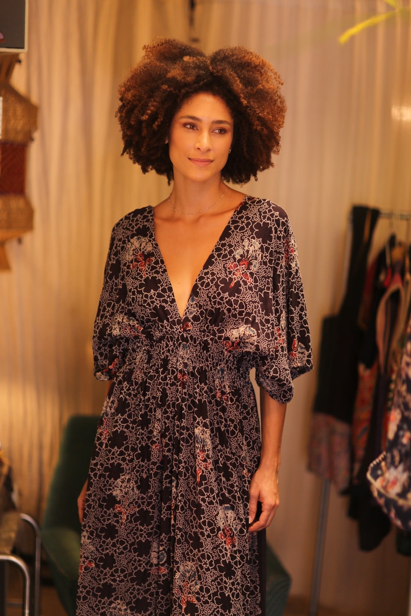 EYELET EMBROIDERED FABRIC ZURI DRESS HYDRANGEAS - MOMO STUDIO BERLIN - Berlin Concept Store - sustainable & ethical fashion