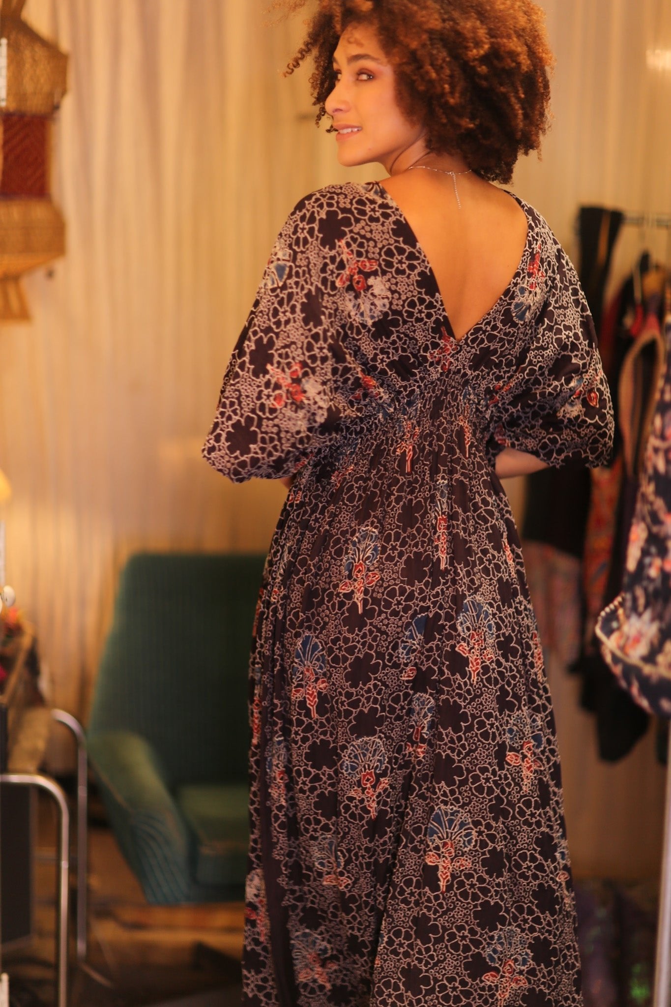 EYELET EMBROIDERED FABRIC ZURI DRESS HYDRANGEAS - MOMO STUDIO BERLIN - Berlin Concept Store - sustainable & ethical fashion