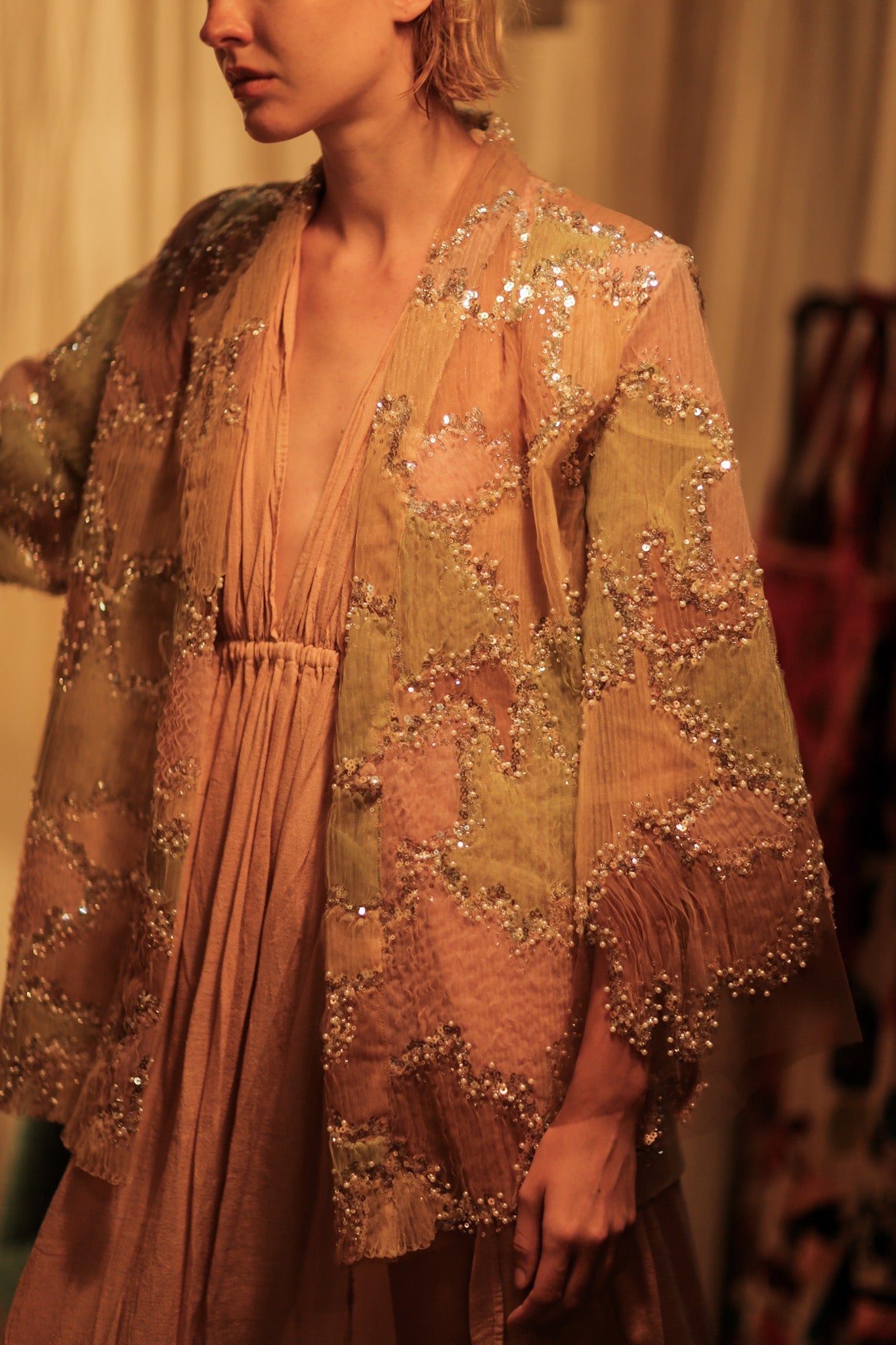 FLO SEQUINED EMBROIDERED SHORT KIMONO MAPS - MOMO STUDIO BERLIN - Berlin Concept Store - sustainable & ethical fashion