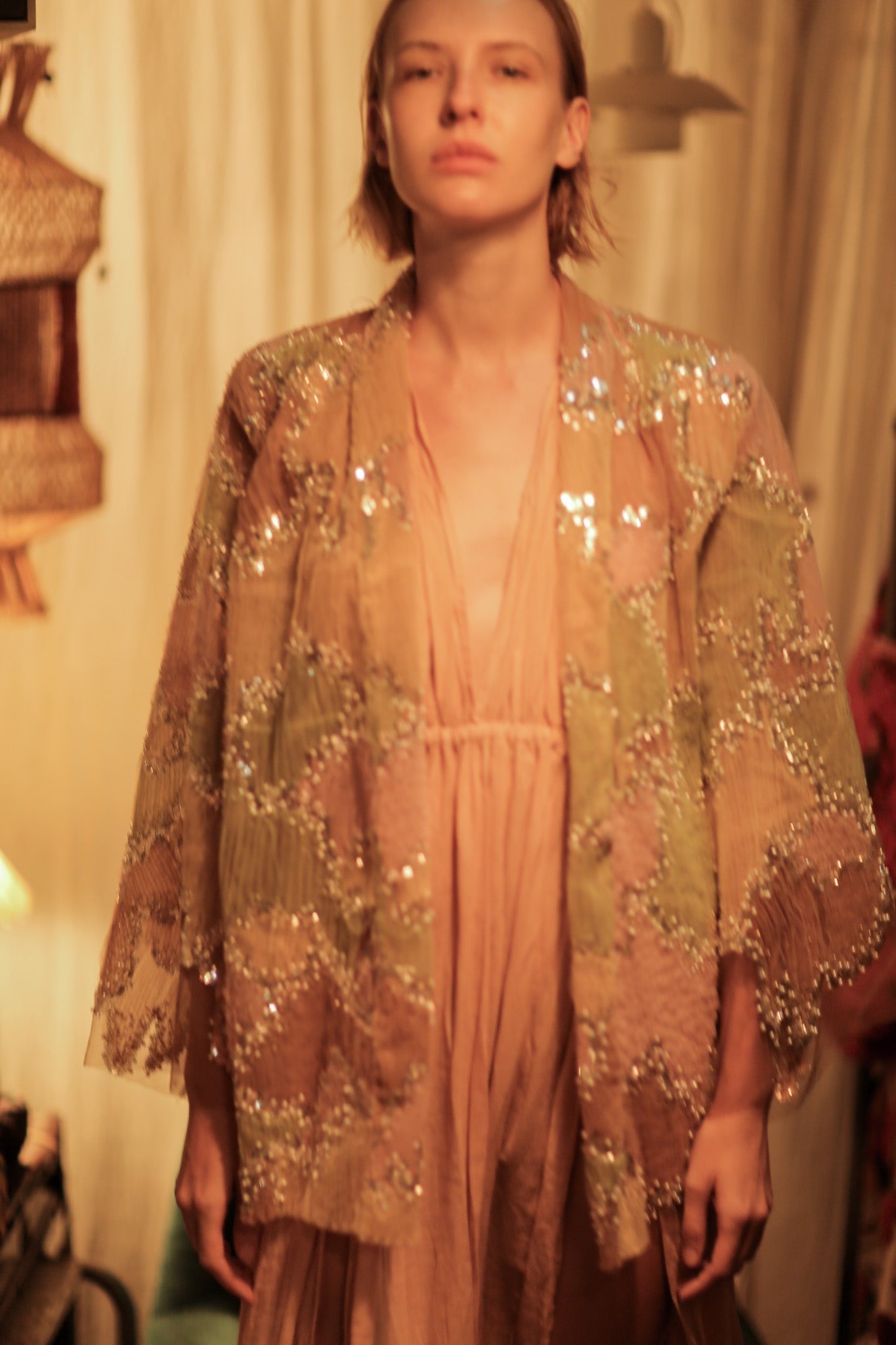 FLO SEQUINED EMBROIDERED SHORT KIMONO MAPS - MOMO STUDIO BERLIN - Berlin Concept Store - sustainable & ethical fashion