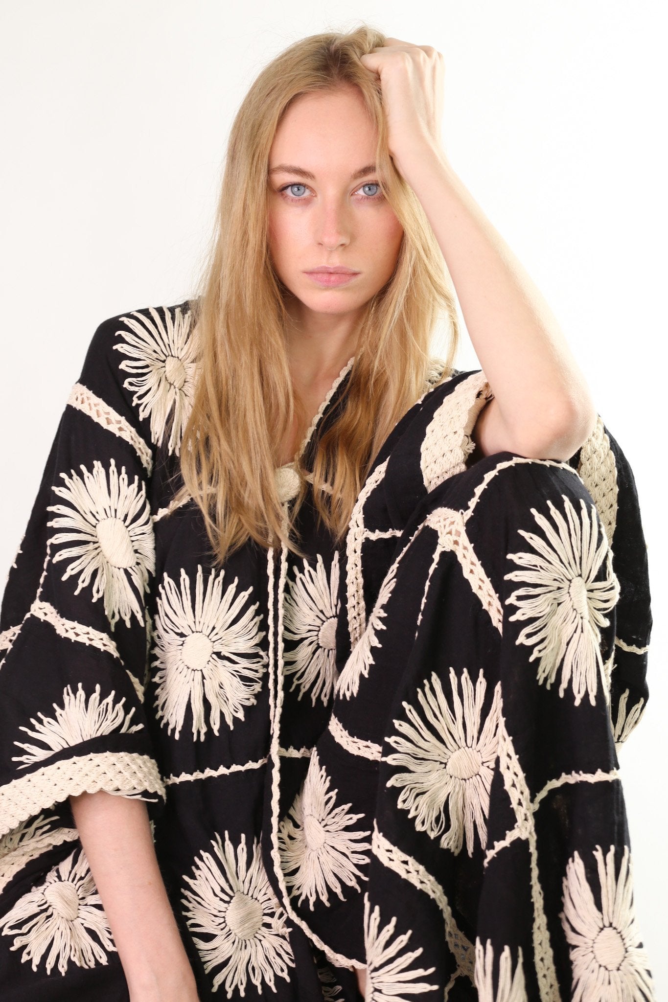 FLORA CROCHET KIMONO DUSTER BLACK - MOMO STUDIO BERLIN - Berlin Concept Store - sustainable & ethical fashion