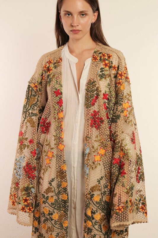 FLOWER COTTON LACE EMBROIDERED KIMONO - MOMO STUDIO BERLIN - Berlin Concept Store - sustainable & ethical fashion