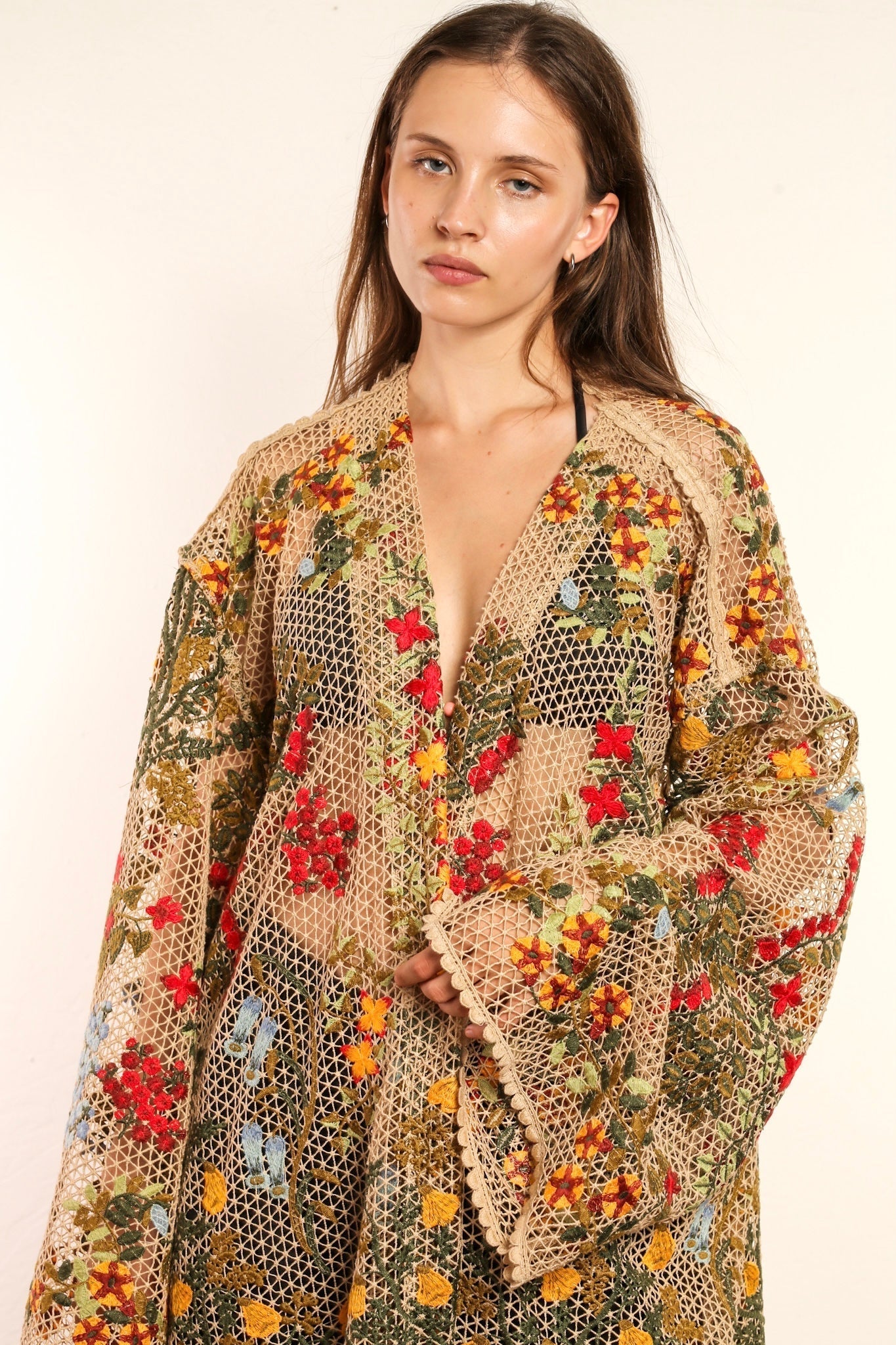 FLOWER COTTON LACE EMBROIDERED KIMONO - MOMO STUDIO BERLIN - Berlin Concept Store - sustainable & ethical fashion