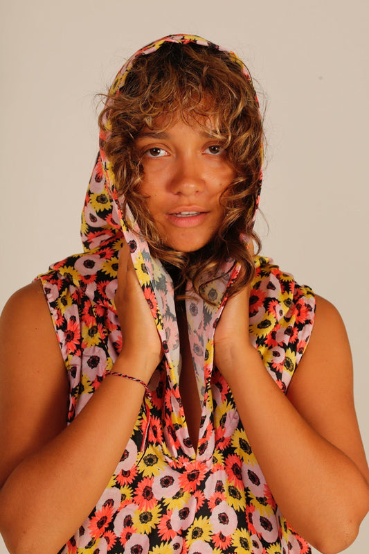 FLOWER PRINT HOODIE DRESS - MOMO STUDIO BERLIN - Berlin Concept Store - sustainable & ethical fashion