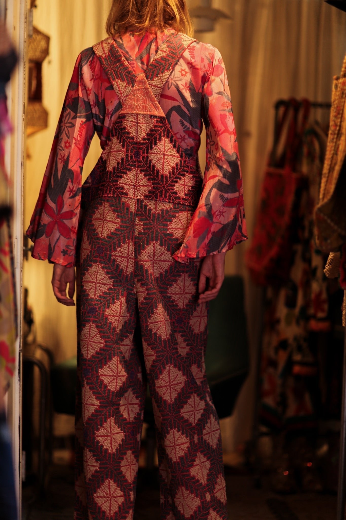 FREYA OVERALLS EMBROIDERED KANTHA GEOMETRIC - MOMO STUDIO BERLIN - Berlin Concept Store - sustainable & ethical fashion