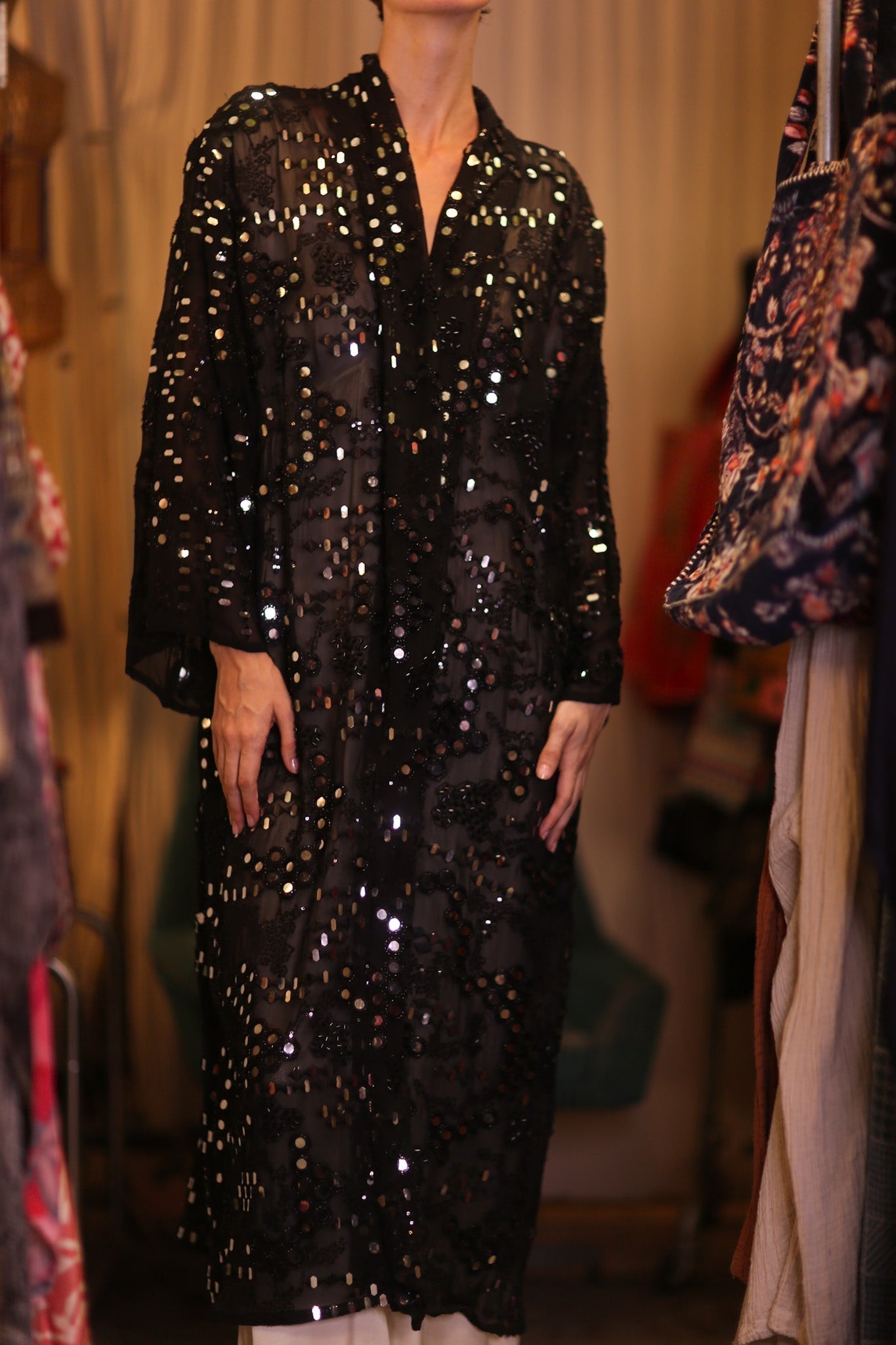 GLASS ART BLACK LONG KIMONO - MOMO STUDIO BERLIN - Berlin Concept Store - sustainable & ethical fashion