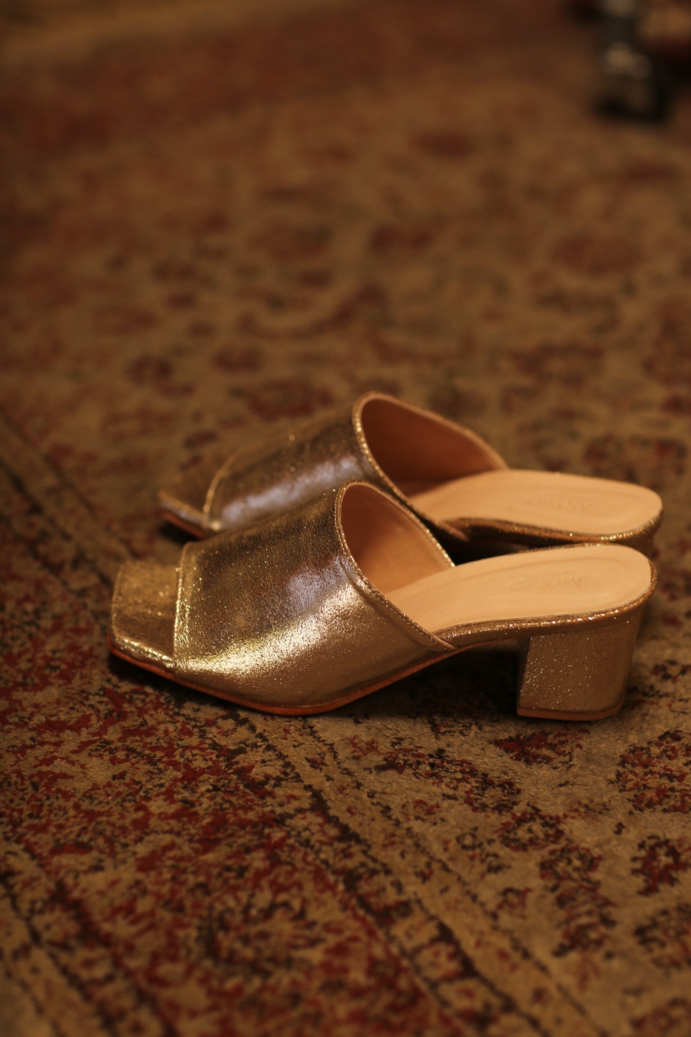 GLITTER GOLD HEELED MULES - MOMO STUDIO BERLIN - Berlin Concept Store - sustainable & ethical fashion