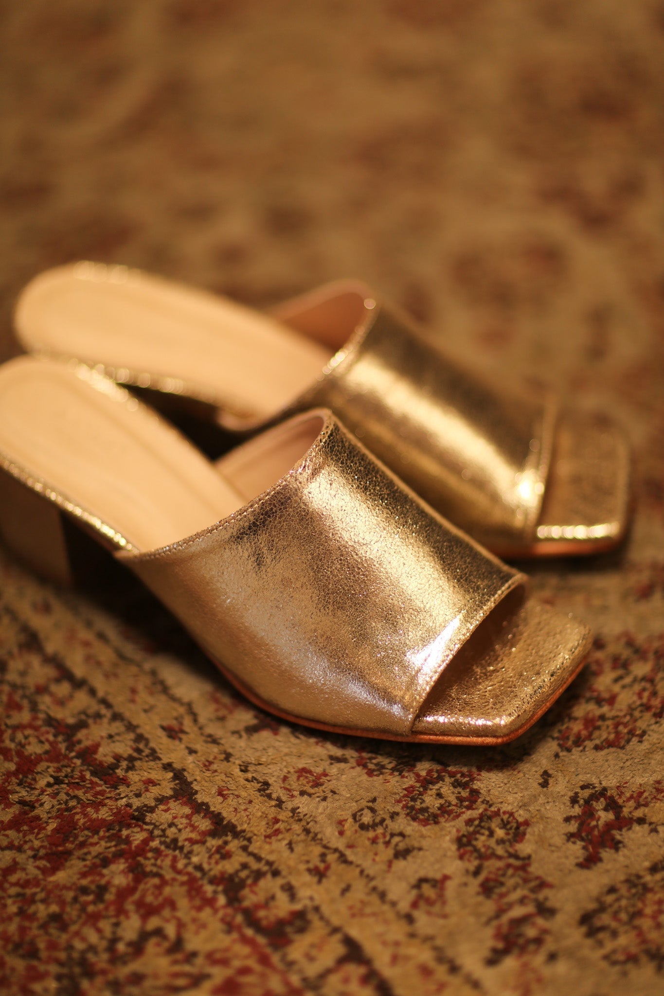 GLITTER GOLD HEELED MULES - MOMO STUDIO BERLIN - Berlin Concept Store - sustainable & ethical fashion