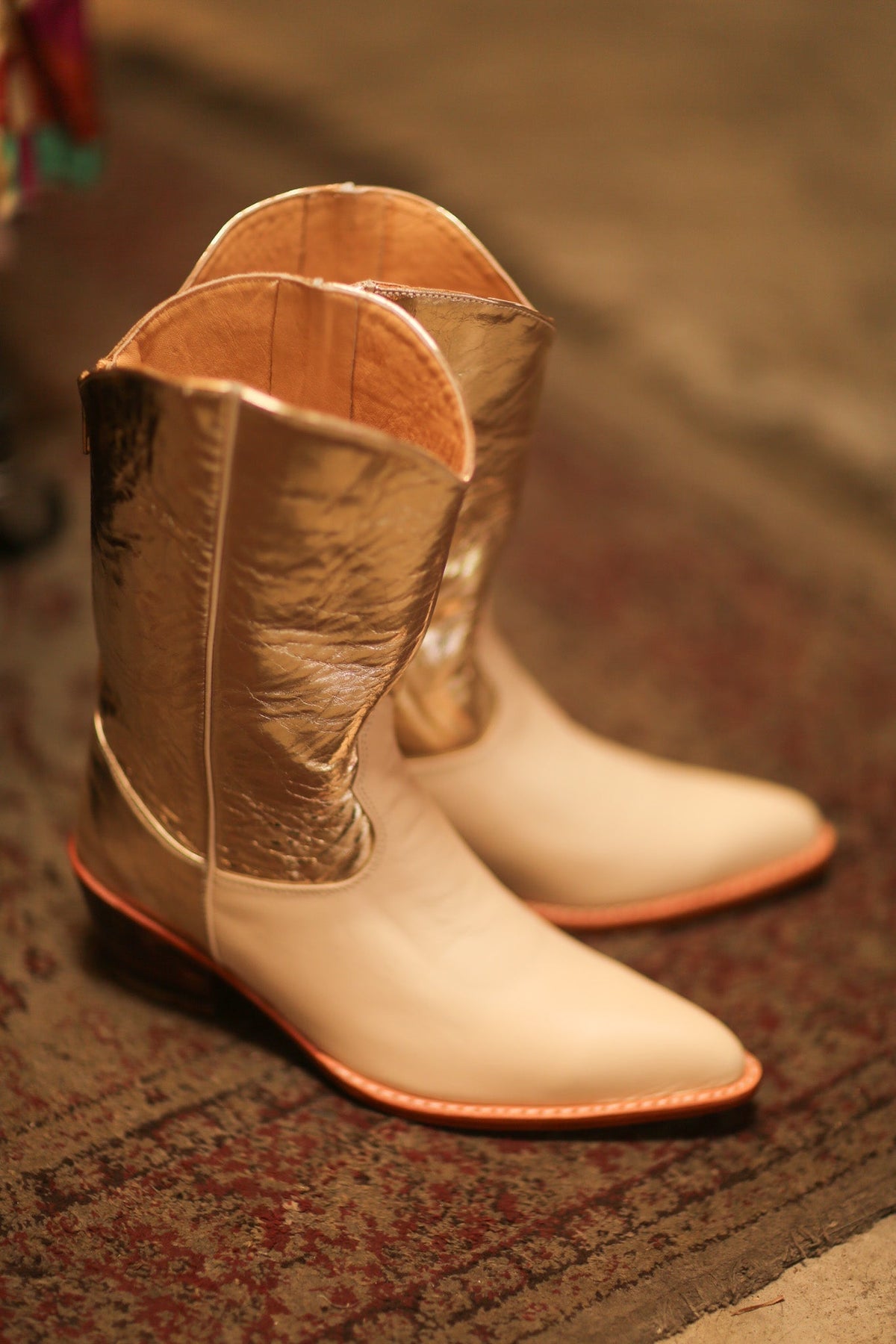 GOLD CREAM WESTERN COWBOY BOOTS WINEA - MOMO STUDIO BERLIN - Berlin Concept Store - sustainable & ethical fashion