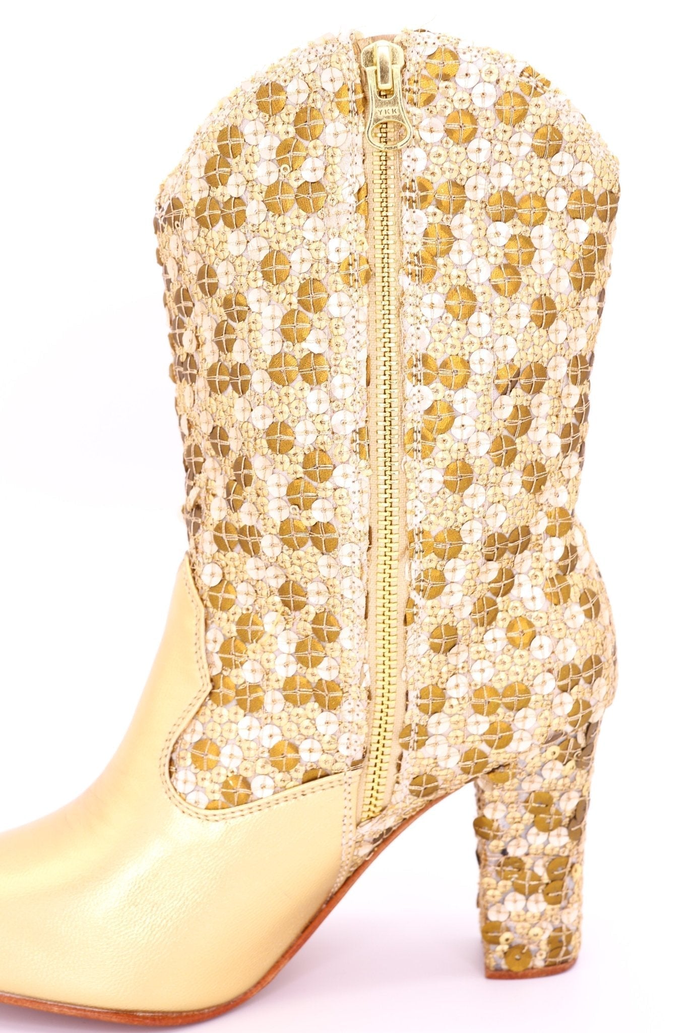 GOLD SEQUIN HEEL BOOTS ADRIENNE - MOMO STUDIO BERLIN - Berlin Concept Store - sustainable & ethical fashion