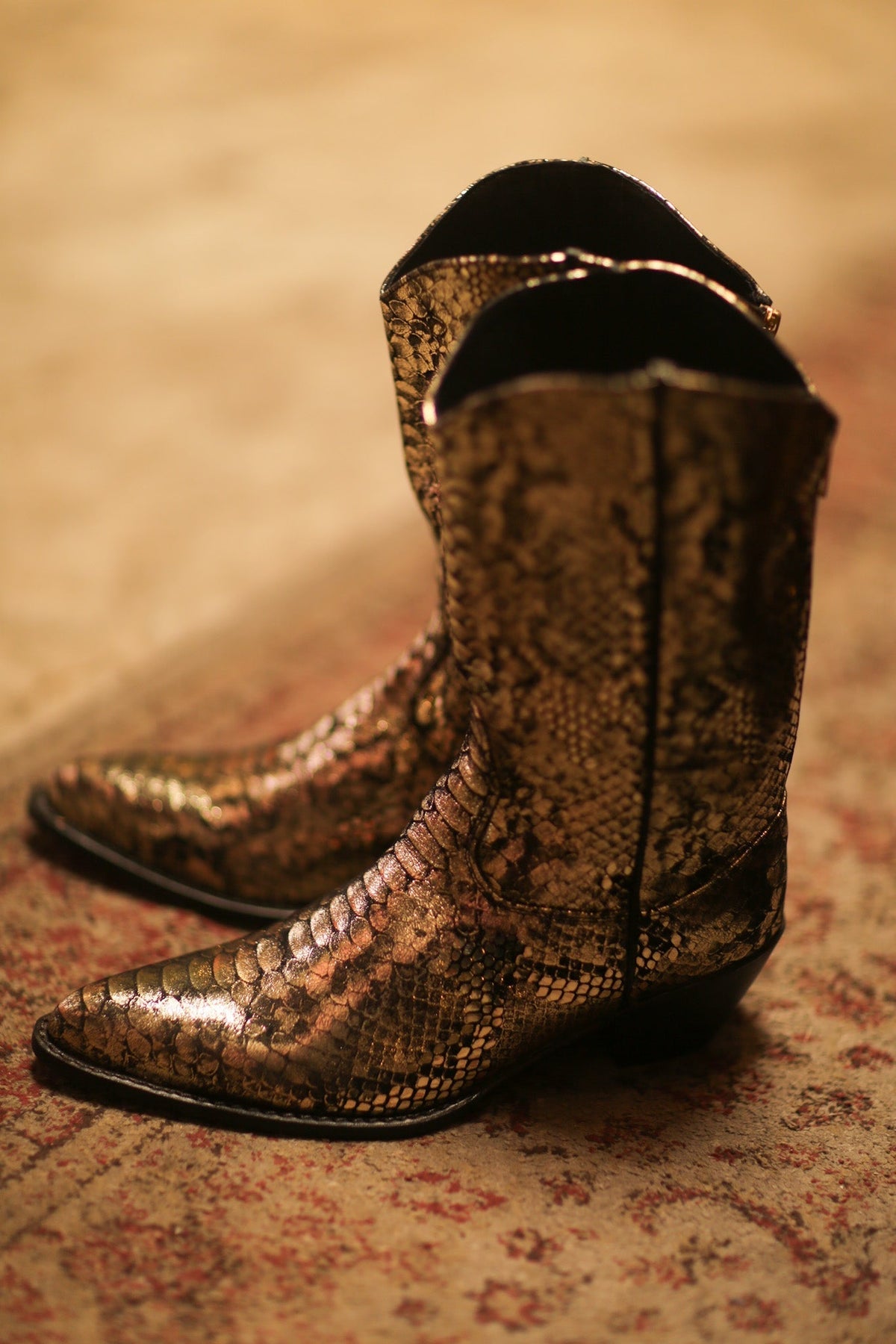 GOLD SNAKE PRINT LEATHER WESTERN COWBOY BOOTS LAROCCO - MOMO STUDIO BERLIN - Berlin Concept Store - sustainable & ethical fashion