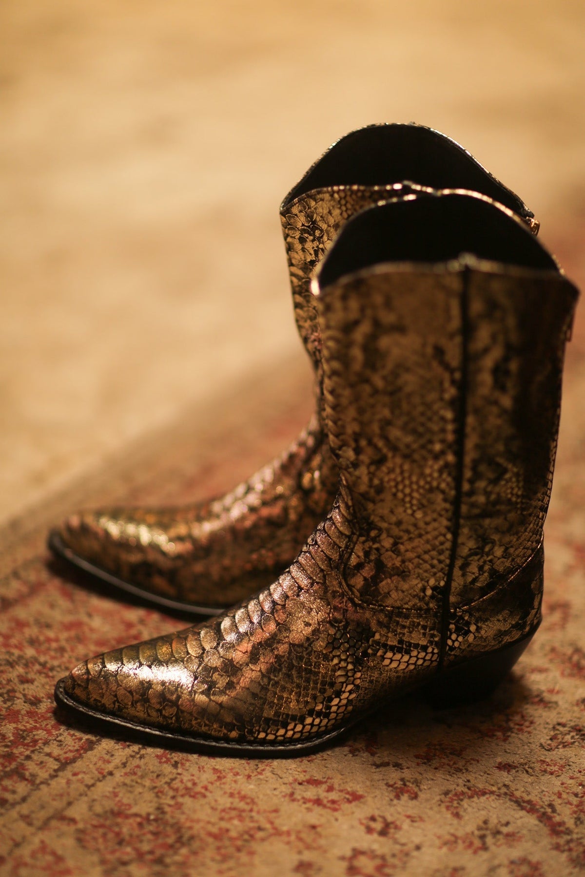 GOLD SNAKE PRINT LEATHER WESTERN COWBOY BOOTS LAROCCO - MOMO STUDIO BERLIN - Berlin Concept Store - sustainable & ethical fashion