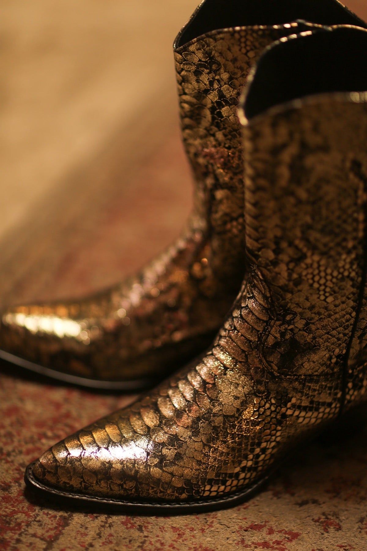 GOLD SNAKE PRINT LEATHER WESTERN COWBOY BOOTS LAROCCO - MOMO STUDIO BERLIN - Berlin Concept Store - sustainable & ethical fashion