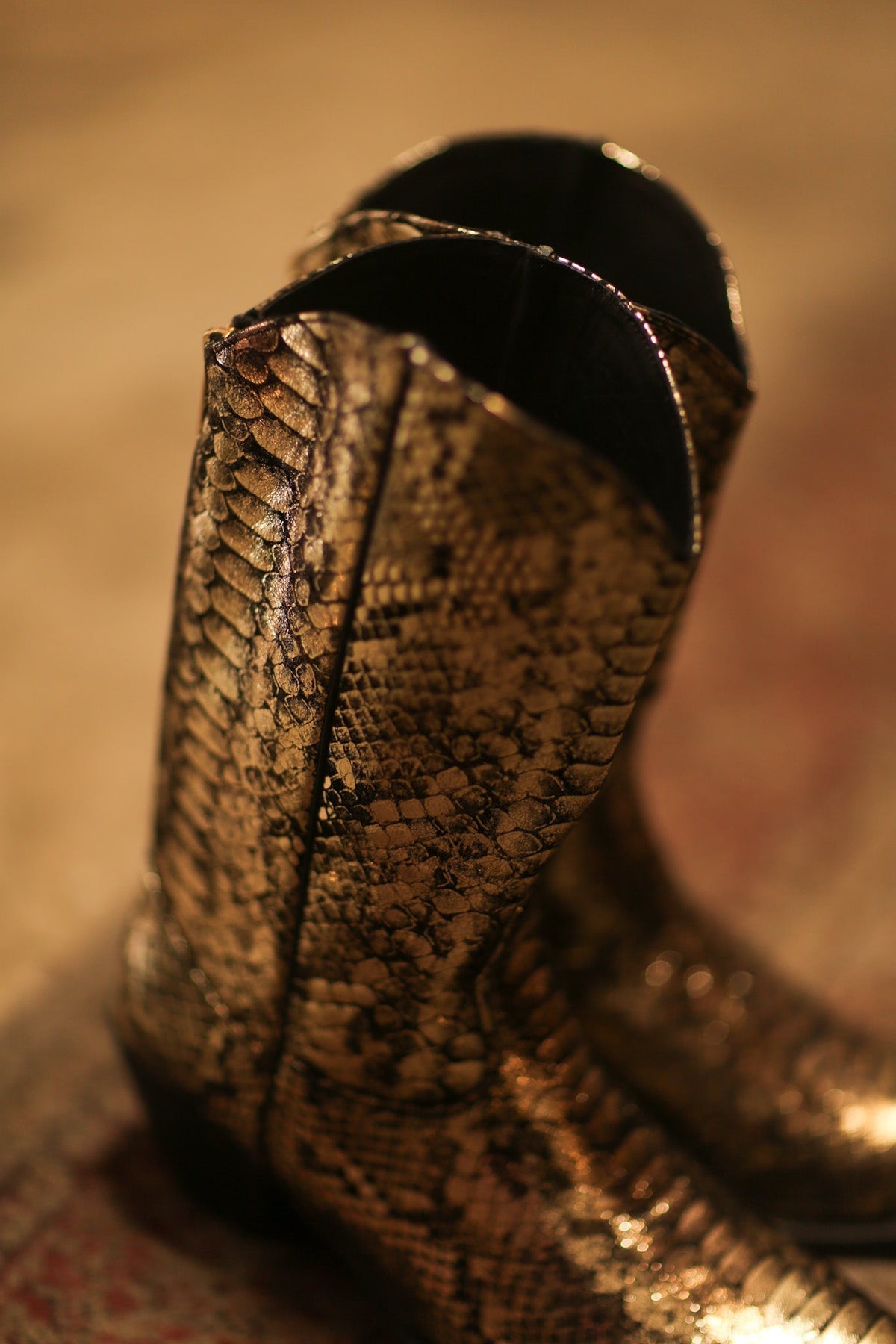 GOLD SNAKE PRINT LEATHER WESTERN COWBOY BOOTS LAROCCO - MOMO STUDIO BERLIN - Berlin Concept Store - sustainable & ethical fashion
