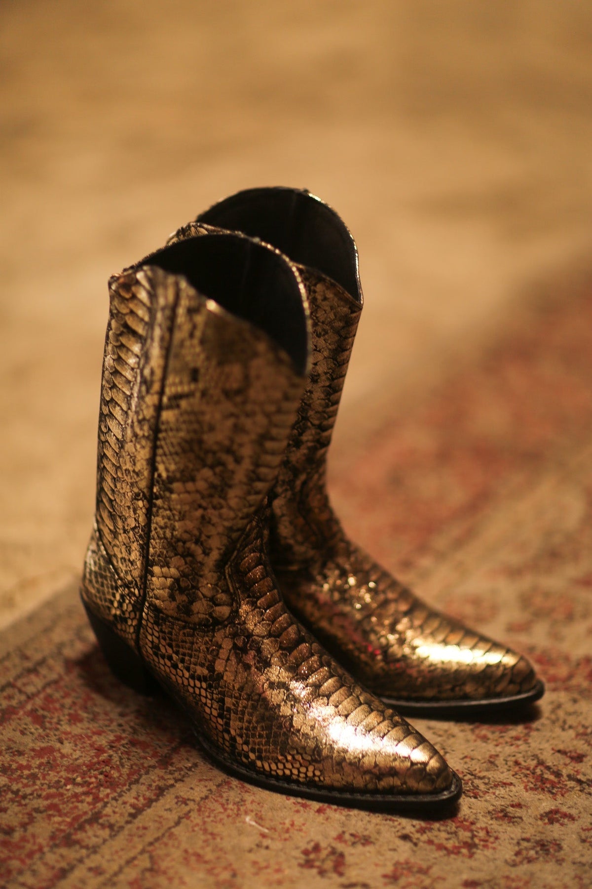 GOLD SNAKE PRINT LEATHER WESTERN COWBOY BOOTS LAROCCO - MOMO STUDIO BERLIN - Berlin Concept Store - sustainable & ethical fashion
