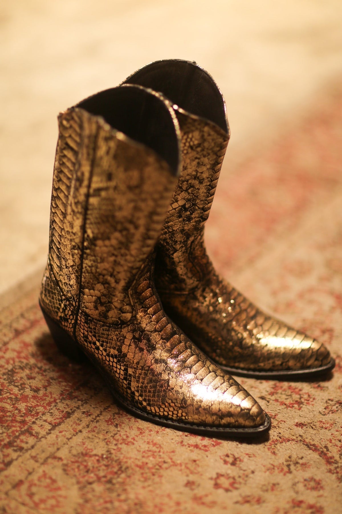 GOLD SNAKE PRINT LEATHER WESTERN COWBOY BOOTS LAROCCO - MOMO STUDIO BERLIN - Berlin Concept Store - sustainable & ethical fashion