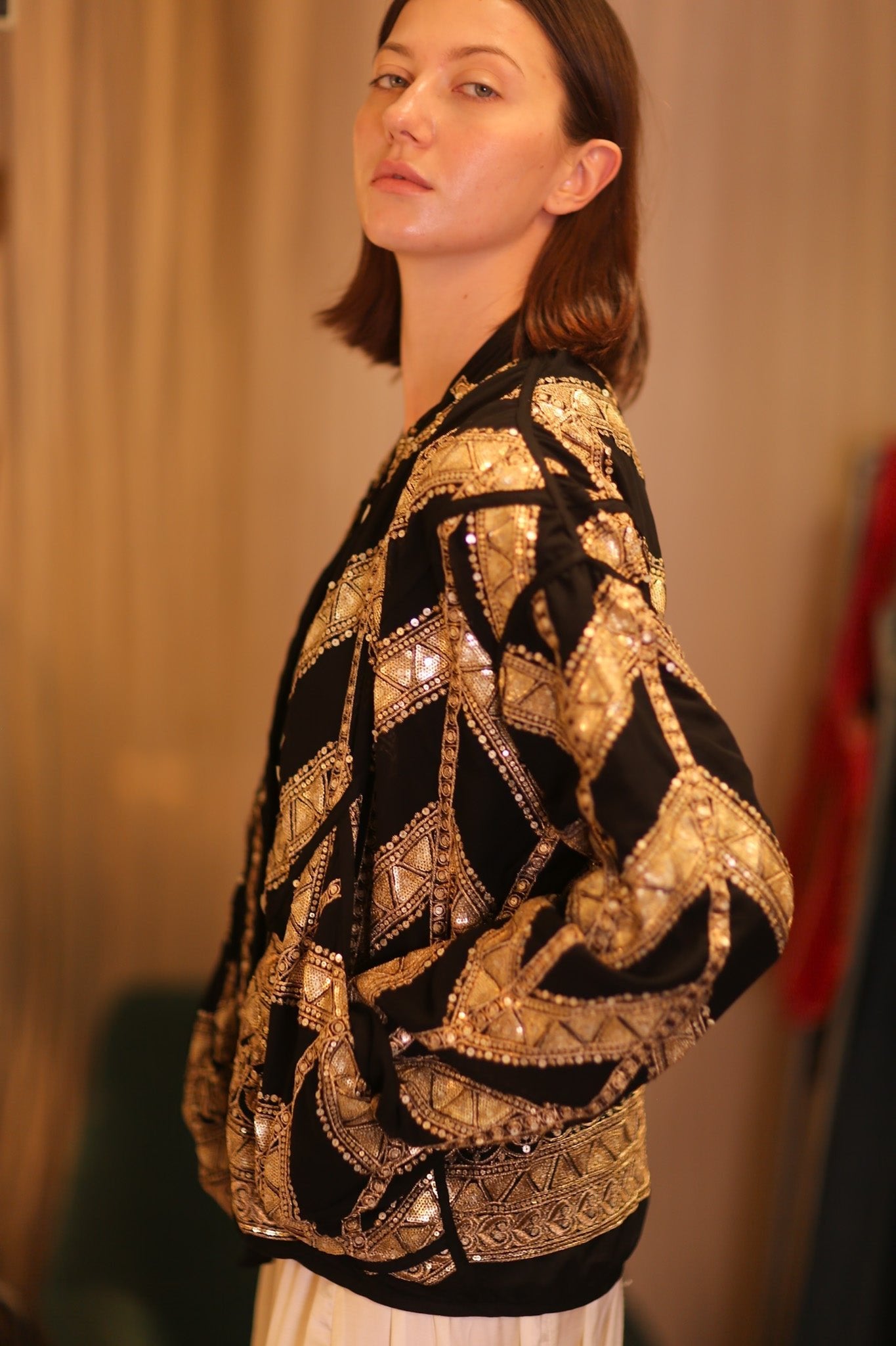 GOLDEN EMBROIDERED SILK JACKET MONAR - MOMO STUDIO BERLIN - Berlin Concept Store - sustainable & ethical fashion