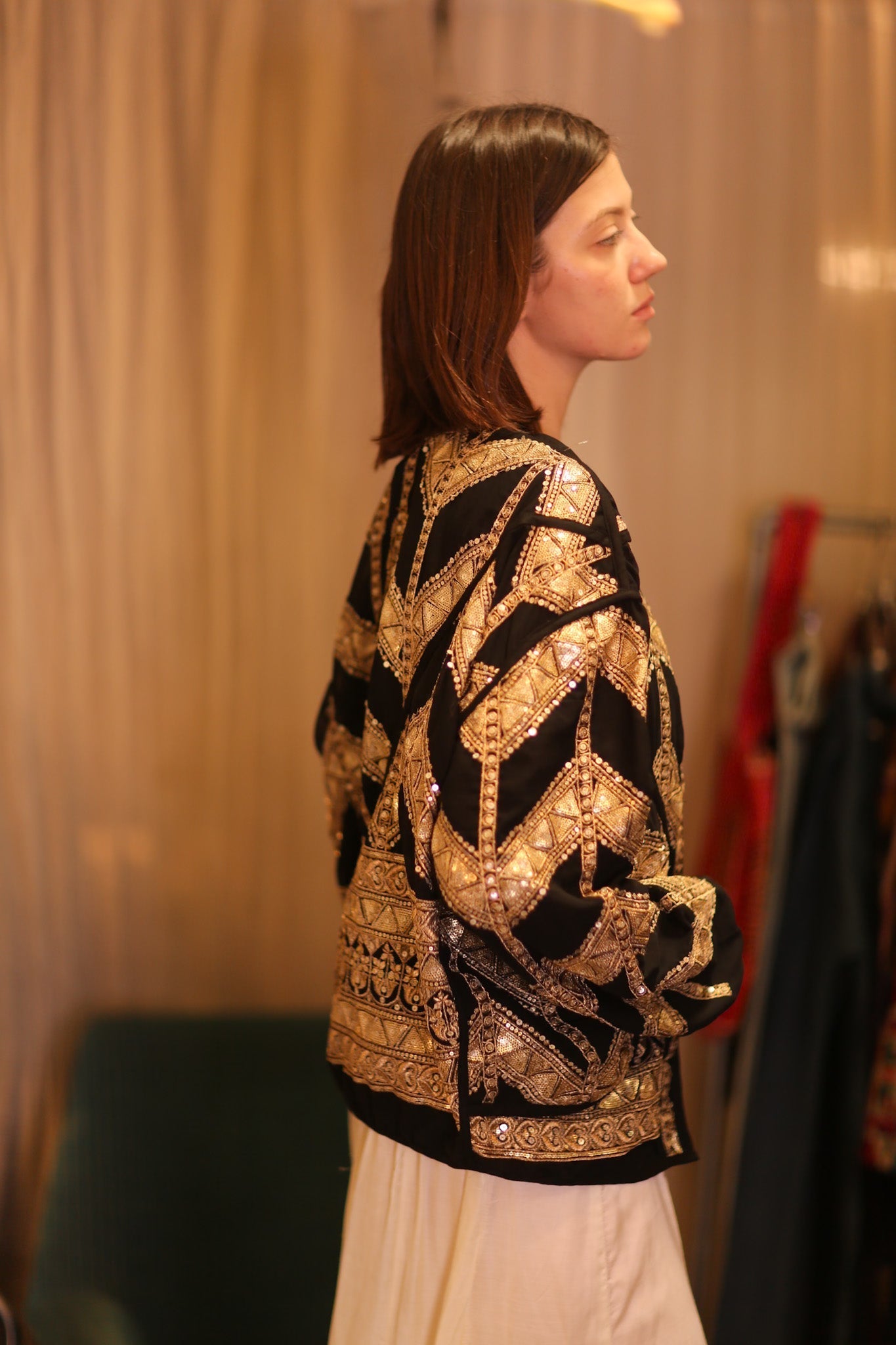 GOLDEN EMBROIDERED SILK JACKET MONAR - MOMO STUDIO BERLIN - Berlin Concept Store - sustainable & ethical fashion