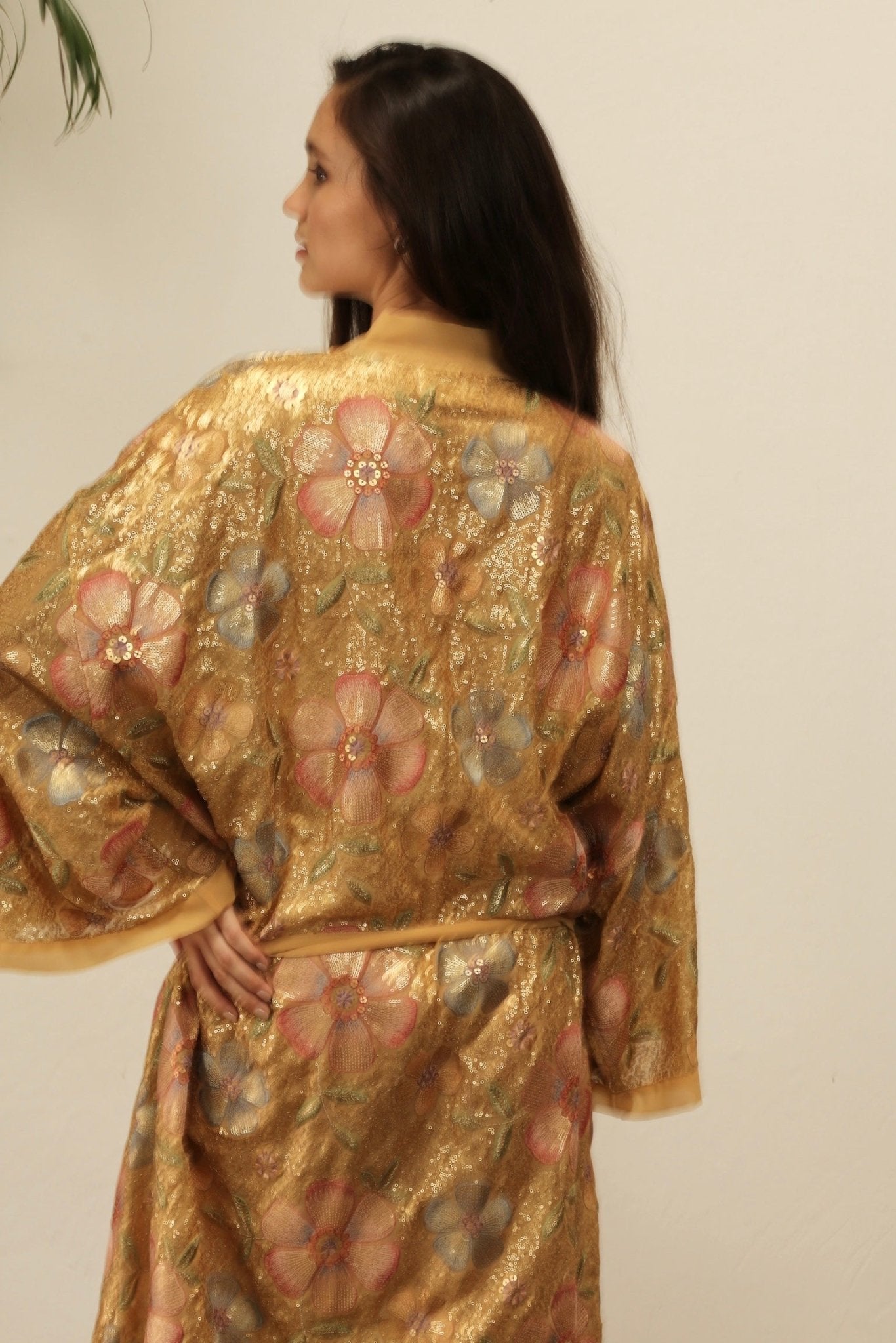 GOLDEN FLOWER CHIFFON SILK KIMONO - MOMO STUDIO BERLIN - Berlin Concept Store - sustainable & ethical fashion