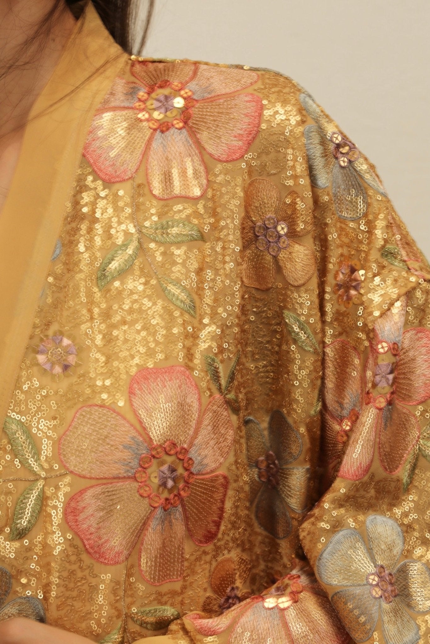 GOLDEN FLOWER CHIFFON SILK KIMONO - MOMO STUDIO BERLIN - Berlin Concept Store - sustainable & ethical fashion