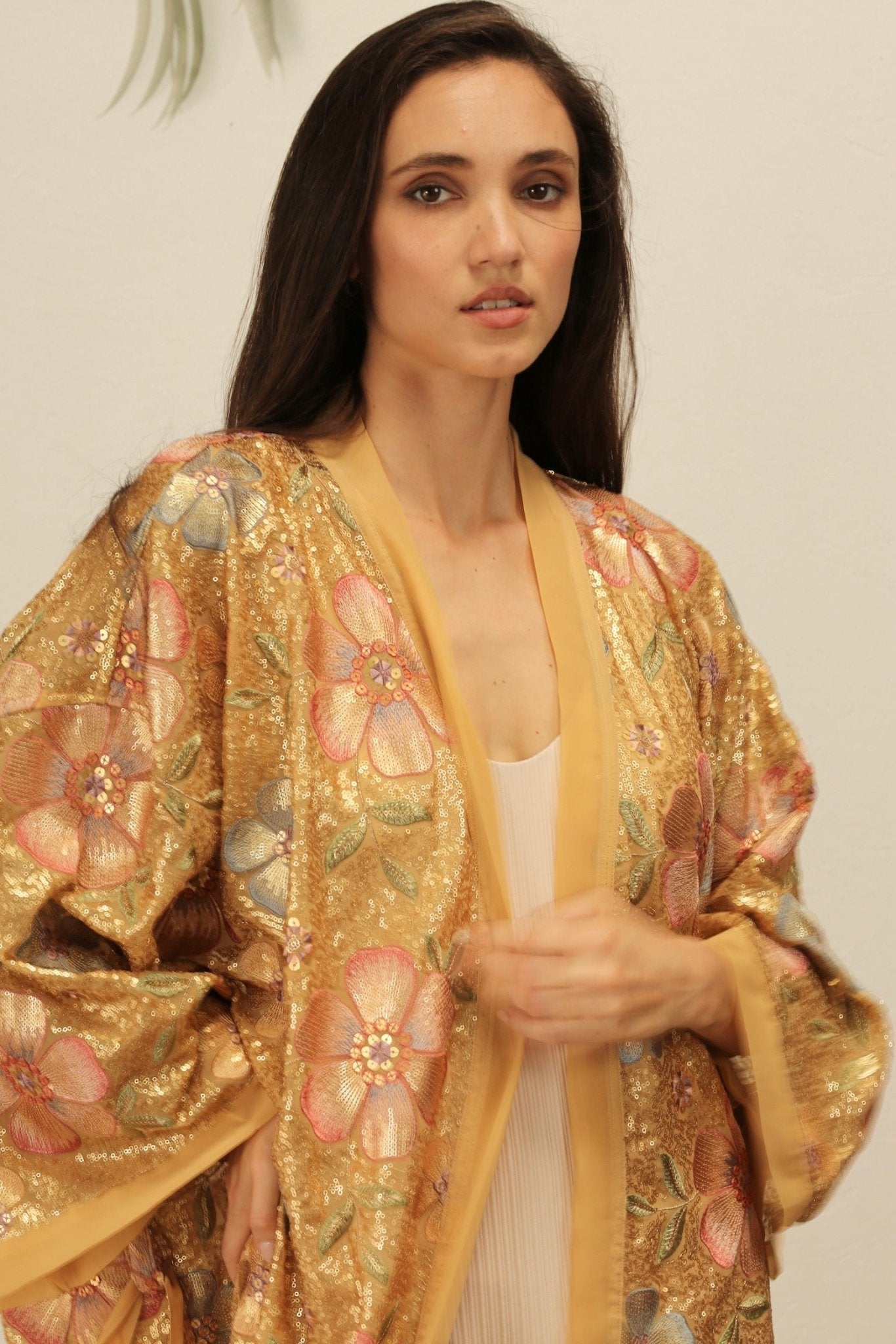 GOLDEN FLOWER CHIFFON SILK KIMONO - MOMO STUDIO BERLIN - Berlin Concept Store - sustainable & ethical fashion