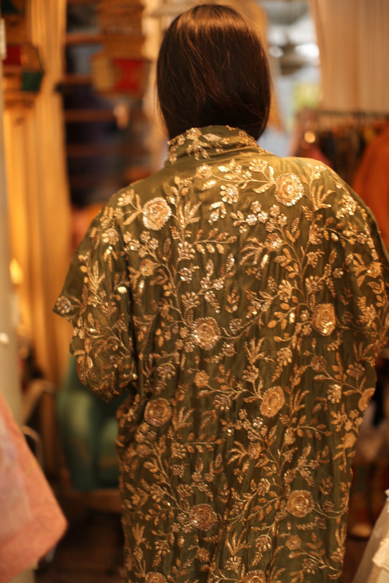 GREEN EMBROIDERED KIMONO ODO - MOMO STUDIO BERLIN - Berlin Concept Store - sustainable & ethical fashion