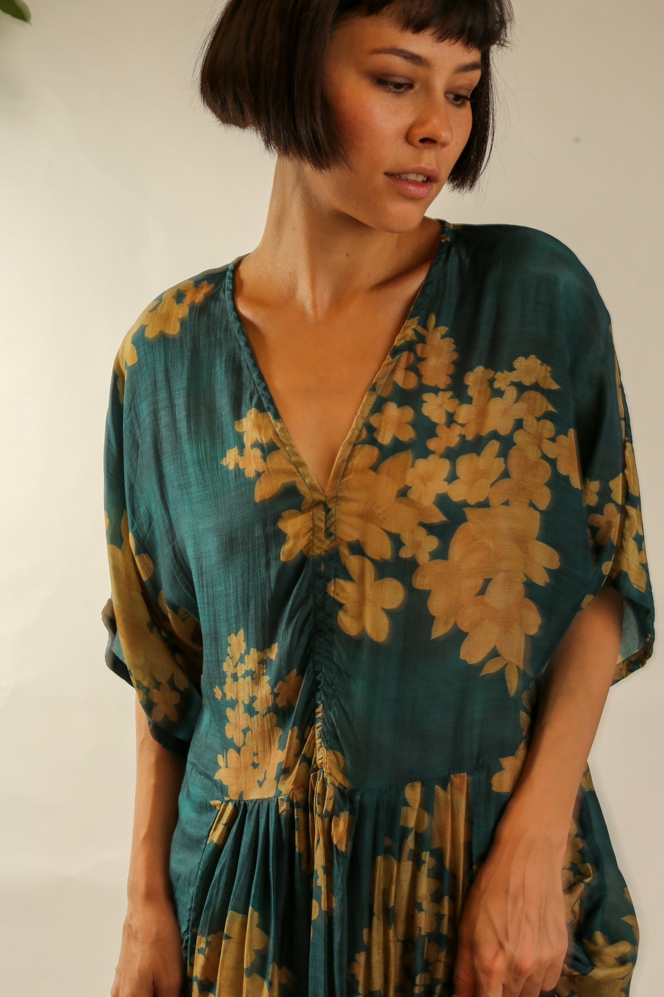 GREEN FLORAL PRINT KAFTAN DRESS GALLERY - MOMO STUDIO BERLIN - Berlin Concept Store - sustainable & ethical fashion