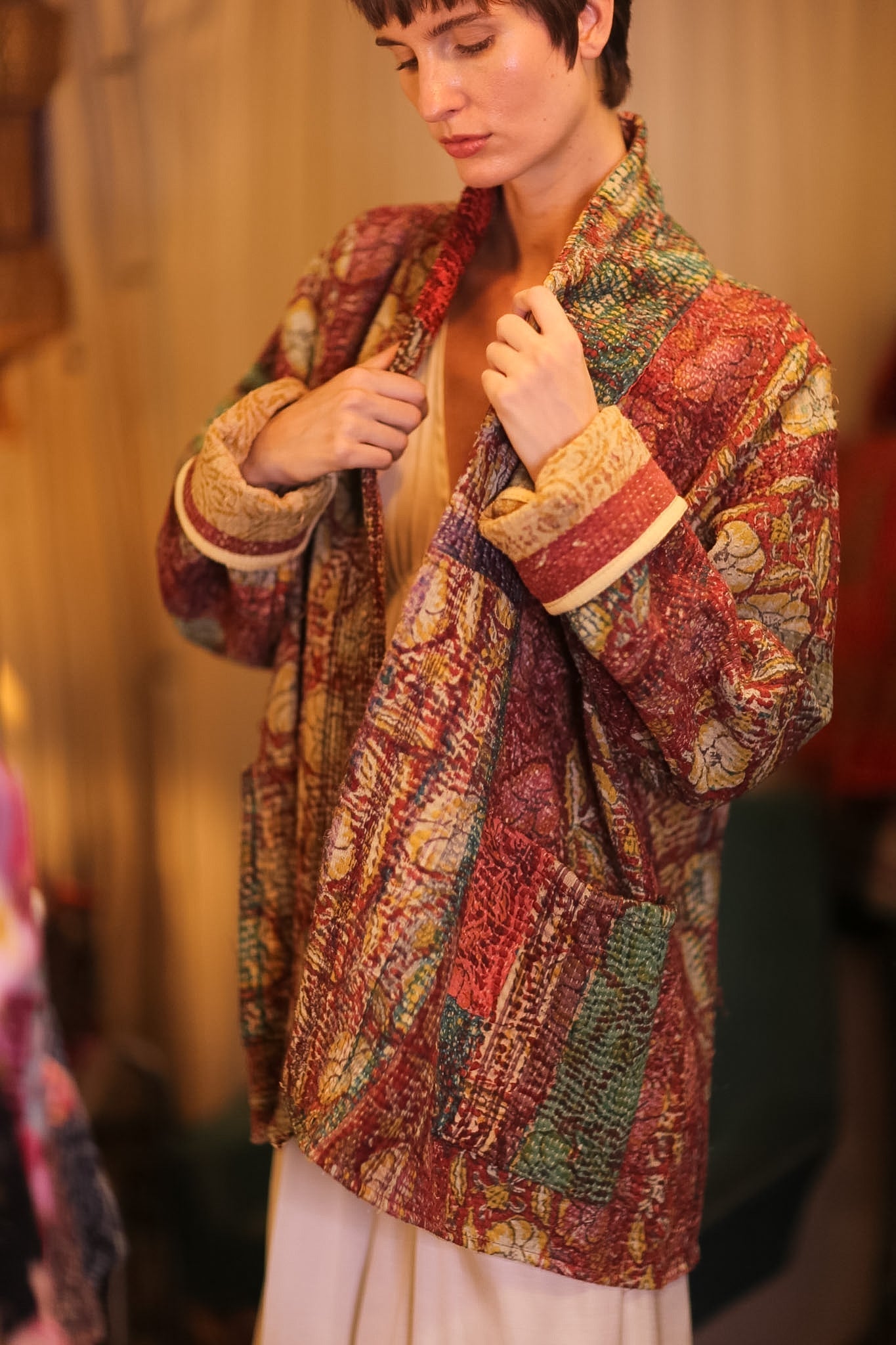 HALF KIMONO KANTHA JACKET - VINTAGE STYLE ART - MOMO STUDIO BERLIN - Berlin Concept Store - sustainable & ethical fashion