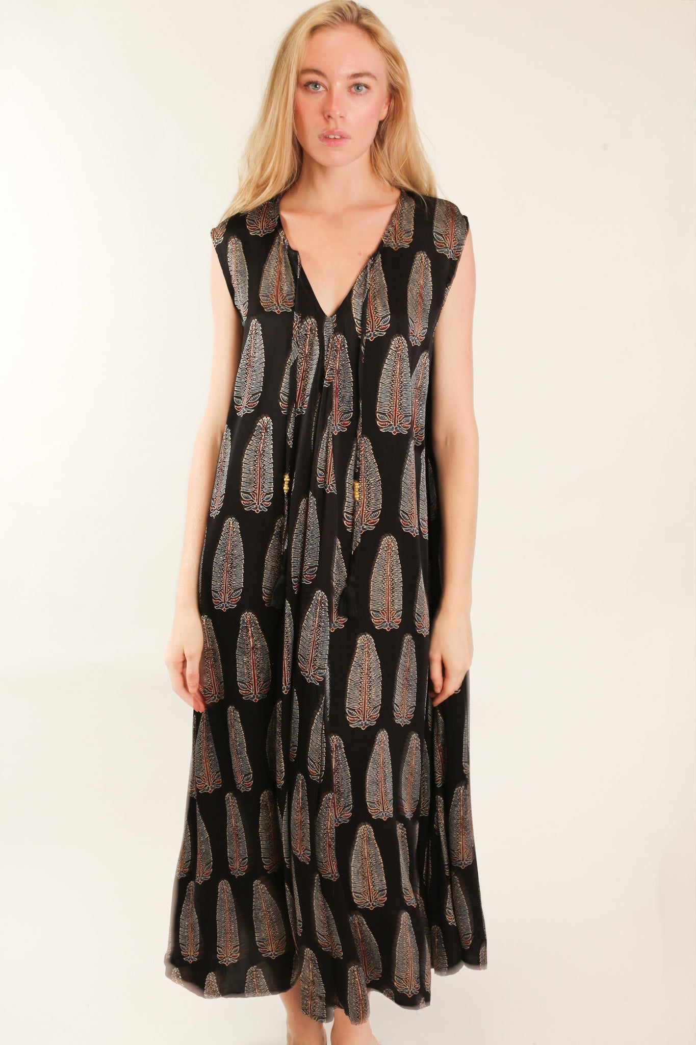 HAND BLOCK PRINT SILK DRESS NATCH - MOMO STUDIO BERLIN - Berlin Concept Store - sustainable & ethical fashion