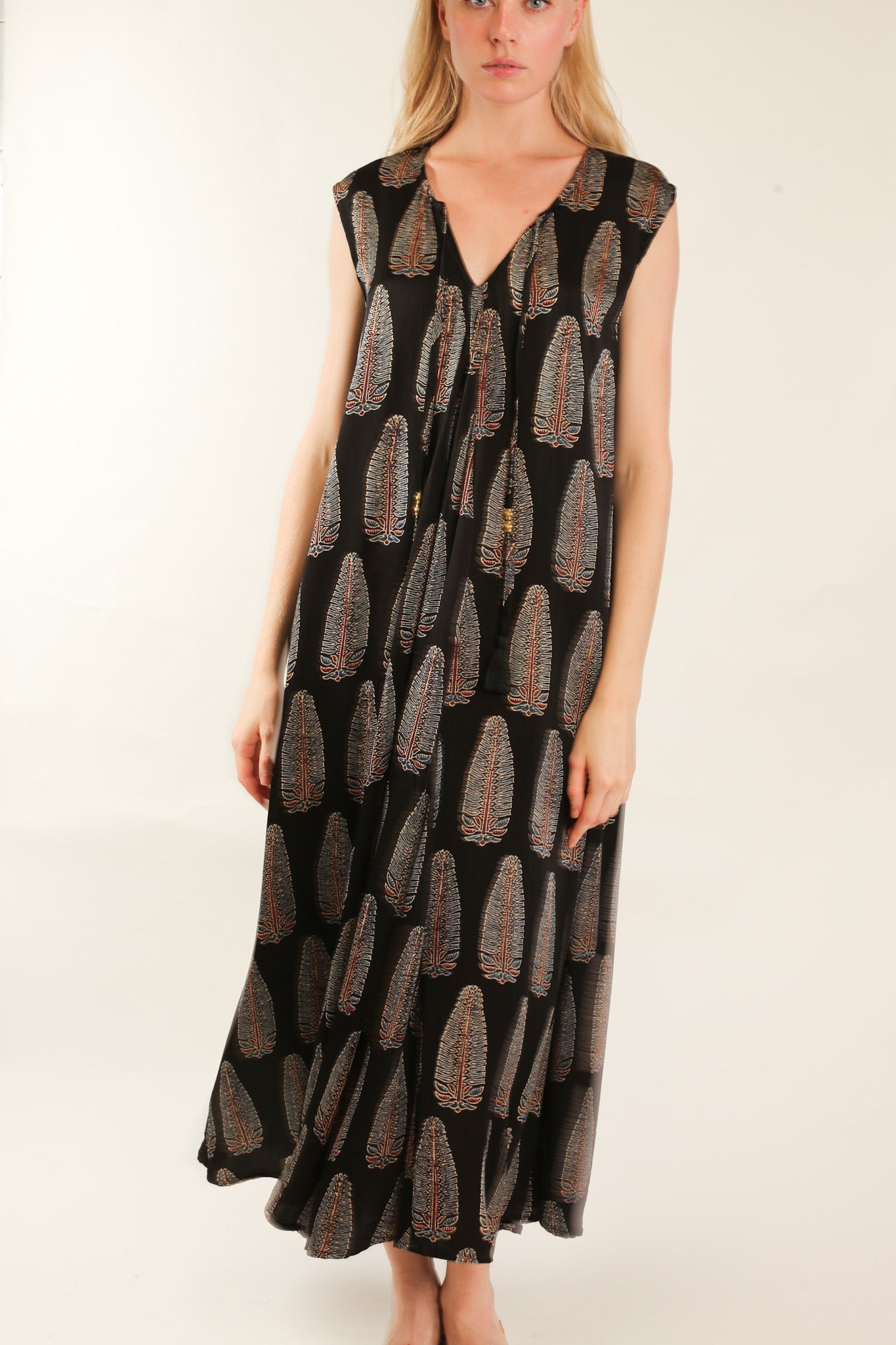 HAND BLOCK PRINT SILK DRESS NATCH - MOMO STUDIO BERLIN - Berlin Concept Store - sustainable & ethical fashion