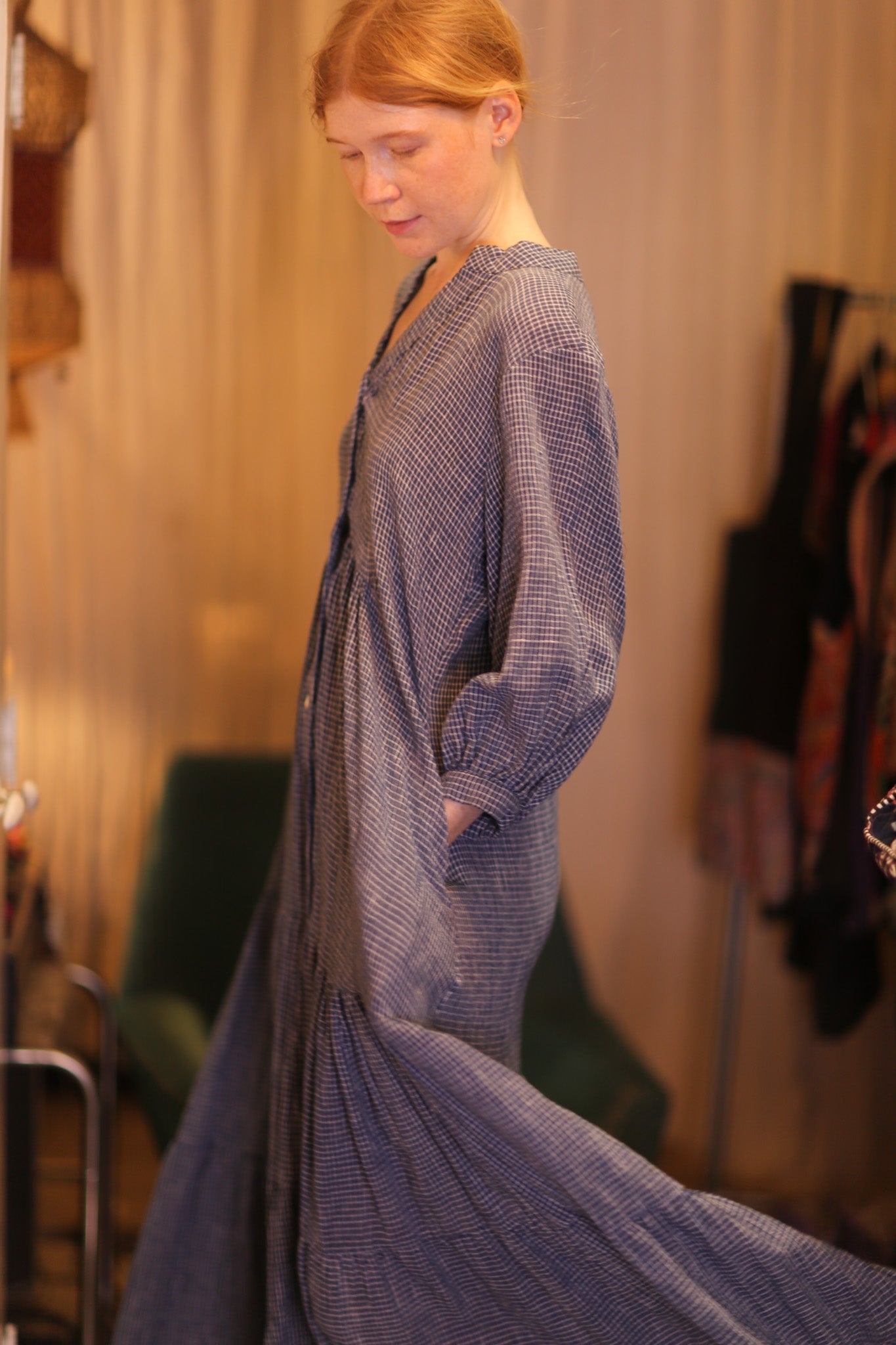 HANDWOVEN COTTON DRESS SUSIE VELINA - BANGKOK TAILOR CLOTHING STORE - HANDMADE CLOTHING