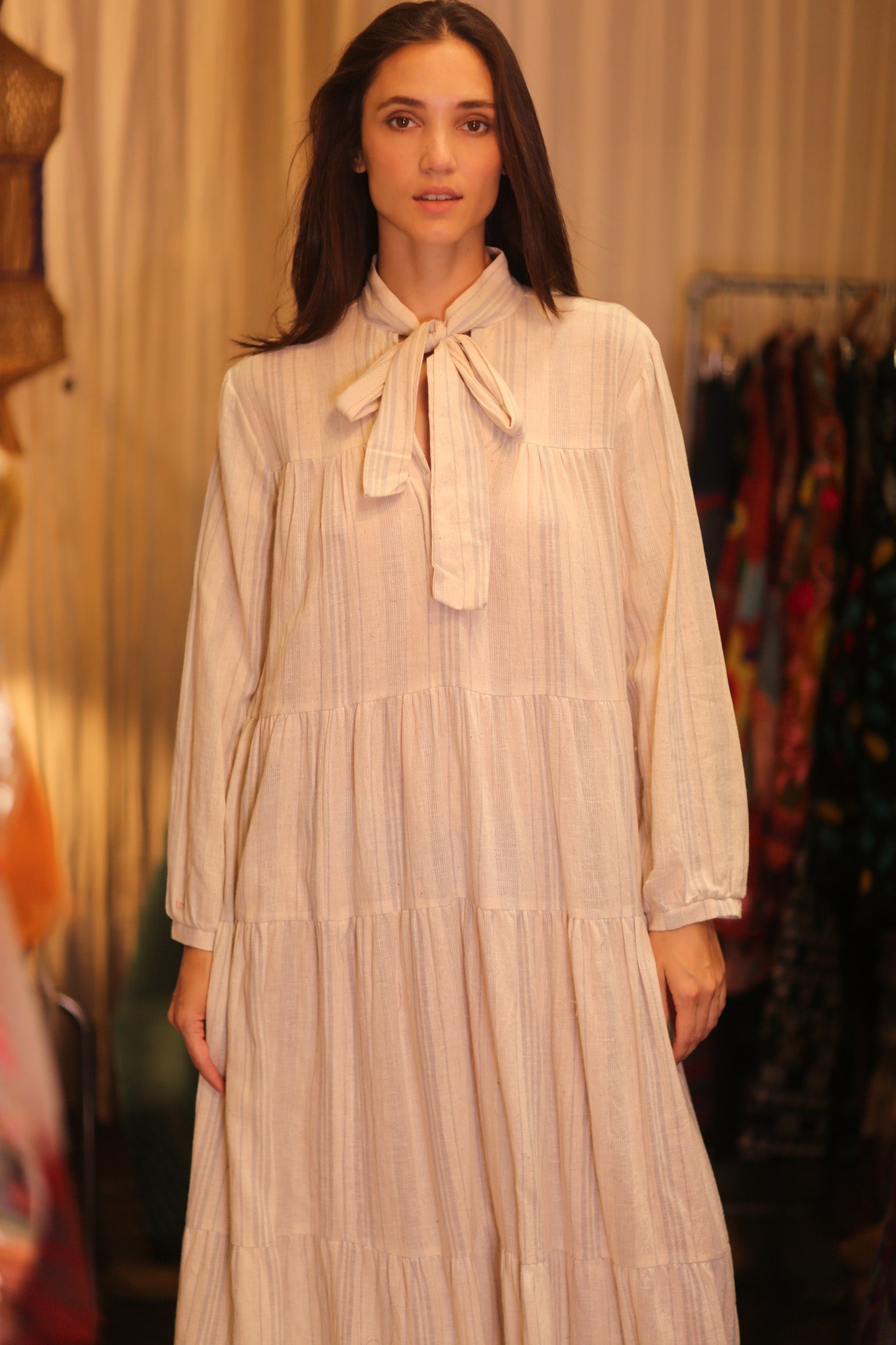 HANDWOVEN MAXI COTTON BUTTONED DRESS LOA CARA - MOMO STUDIO BERLIN - Berlin Concept Store - sustainable & ethical fashion