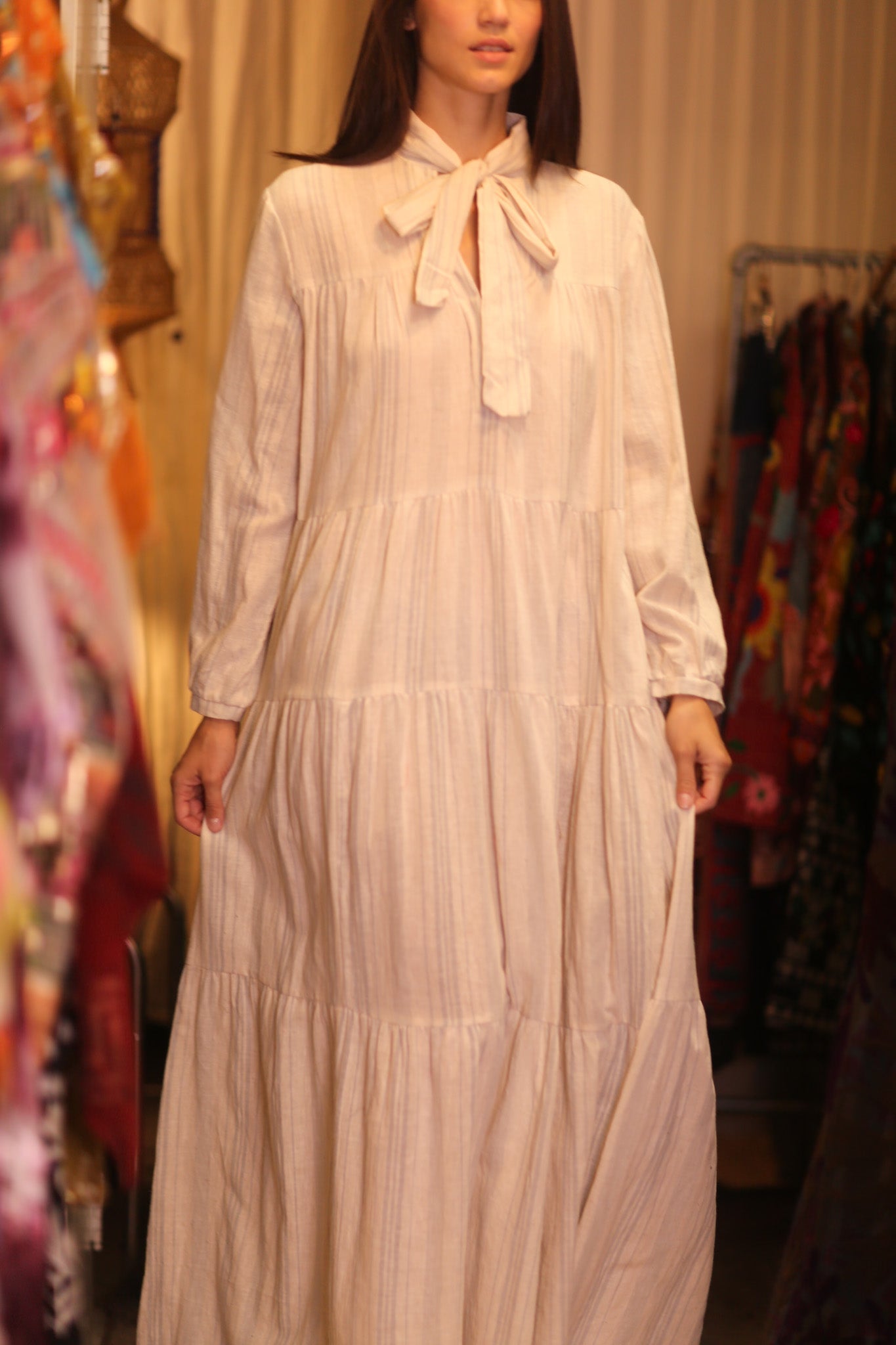 HANDWOVEN MAXI COTTON BUTTONED DRESS LOA CARA - MOMO STUDIO BERLIN - Berlin Concept Store - sustainable & ethical fashion