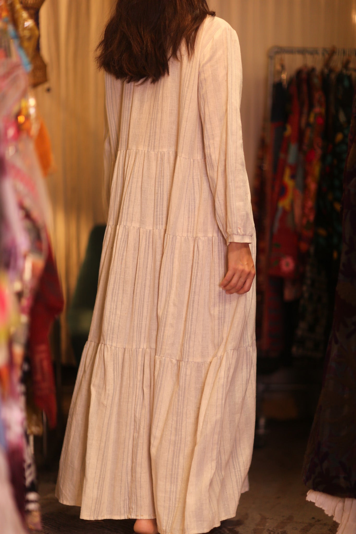 HANDWOVEN MAXI COTTON BUTTONED DRESS LOA CARA - MOMO STUDIO BERLIN - Berlin Concept Store - sustainable & ethical fashion