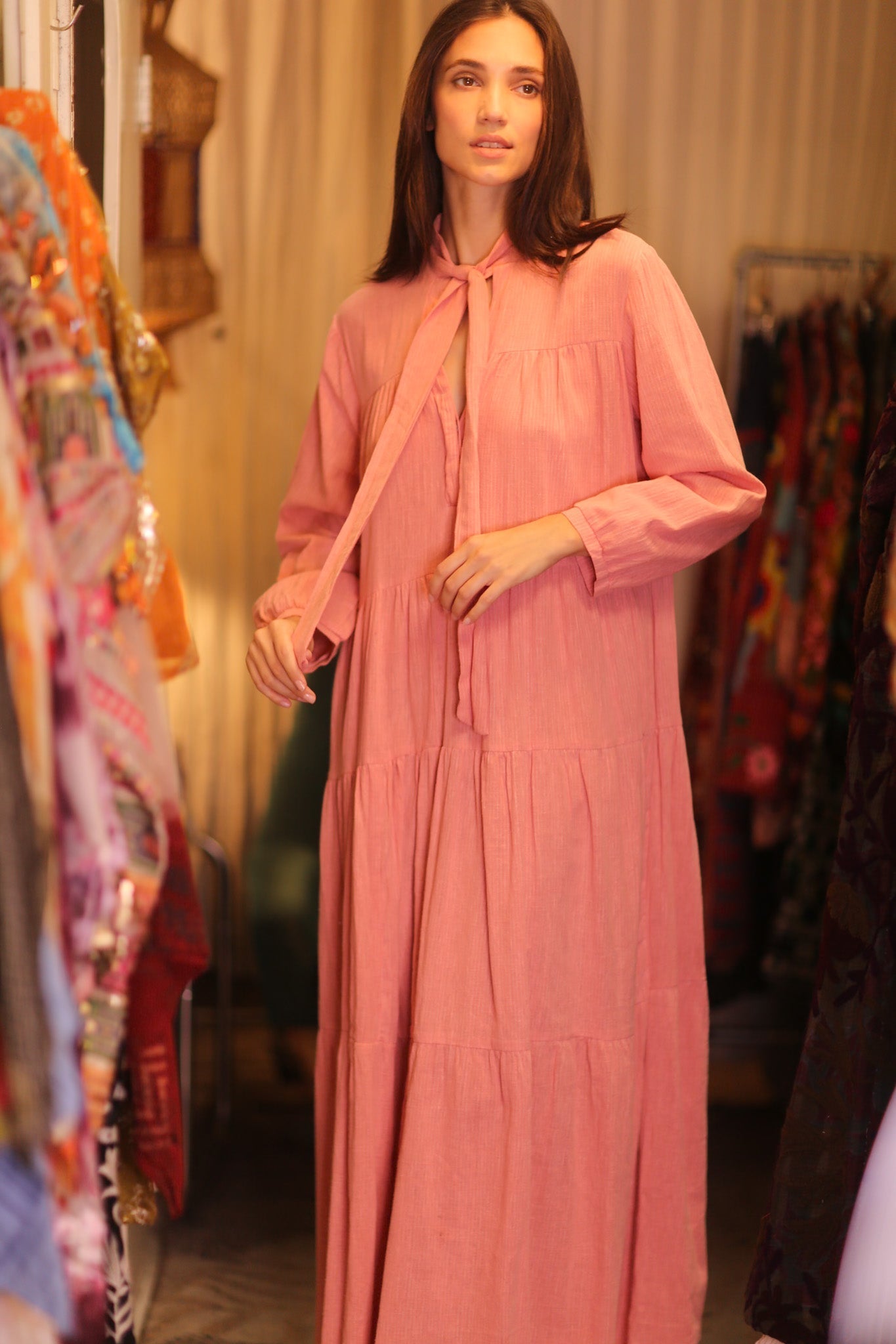 HANDWOVEN MAXI COTTON BUTTONED DRESS LOA NATALIA - MOMO STUDIO BERLIN - Berlin Concept Store - sustainable & ethical fashion