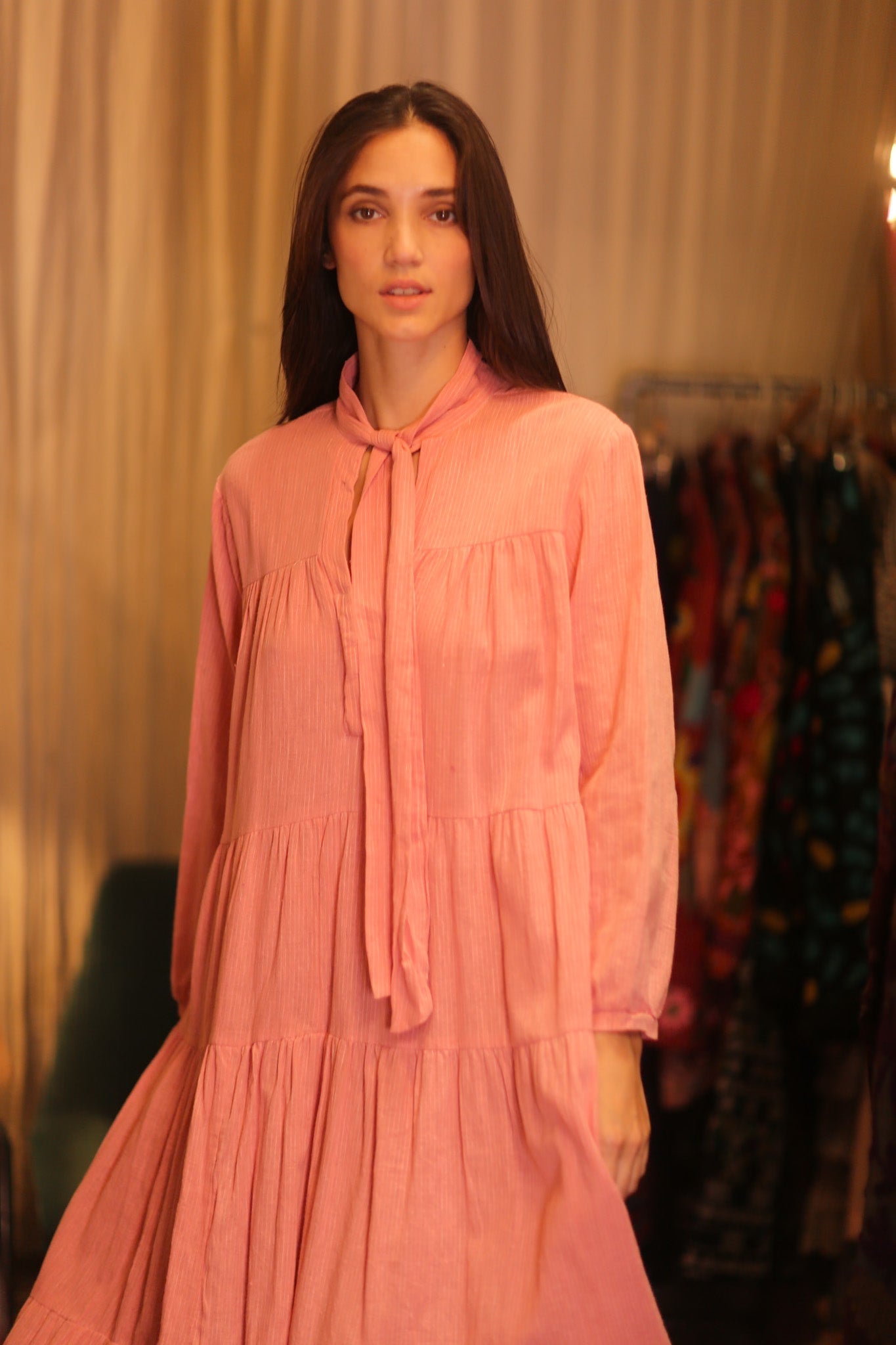 HANDWOVEN MAXI COTTON BUTTONED DRESS LOA NATALIA - MOMO STUDIO BERLIN - Berlin Concept Store - sustainable & ethical fashion