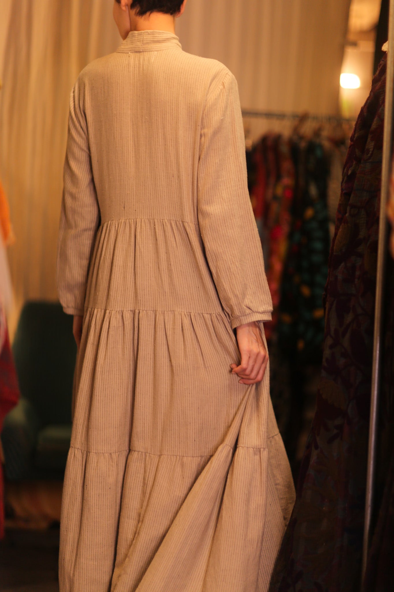 HANDWOVEN MAXI COTTON BUTTONED DRESS LOA ZOEY - MOMO STUDIO BERLIN - Berlin Concept Store - sustainable & ethical fashion