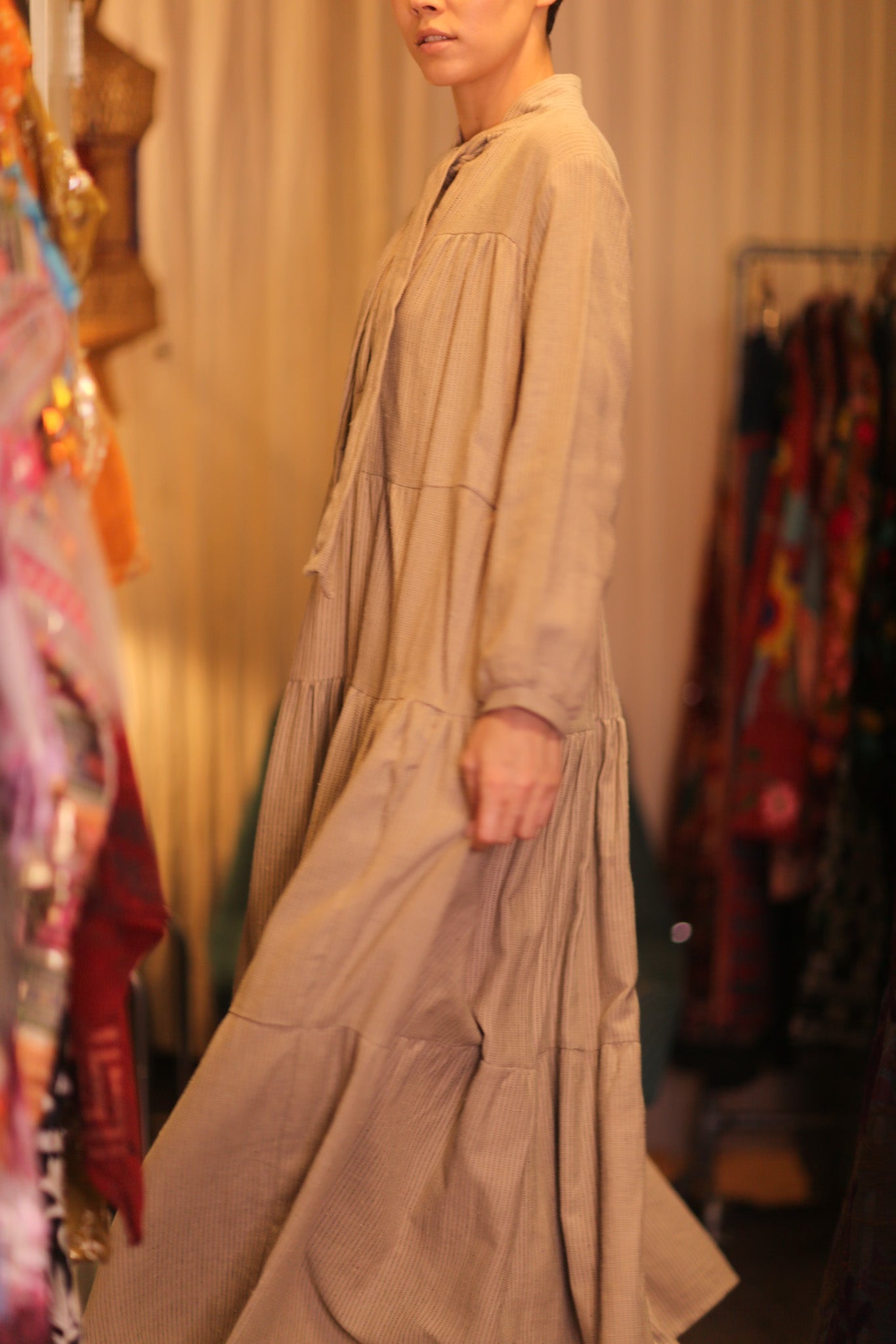 HANDWOVEN MAXI COTTON BUTTONED DRESS LOA ZOEY - MOMO STUDIO BERLIN - Berlin Concept Store - sustainable & ethical fashion