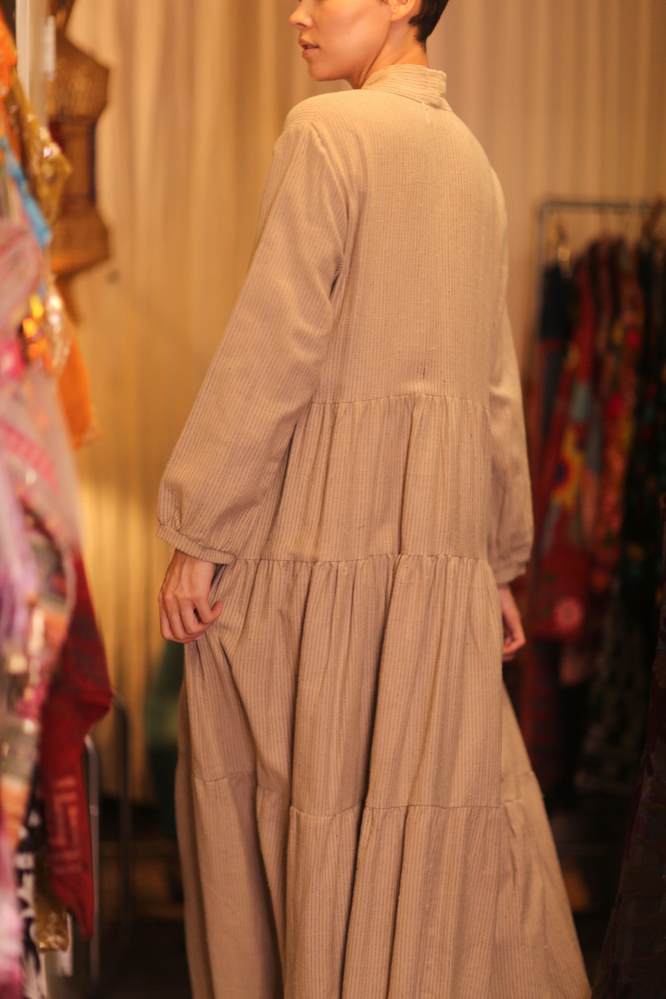 HANDWOVEN MAXI COTTON BUTTONED DRESS LOA ZOEY - MOMO STUDIO BERLIN - Berlin Concept Store - sustainable & ethical fashion