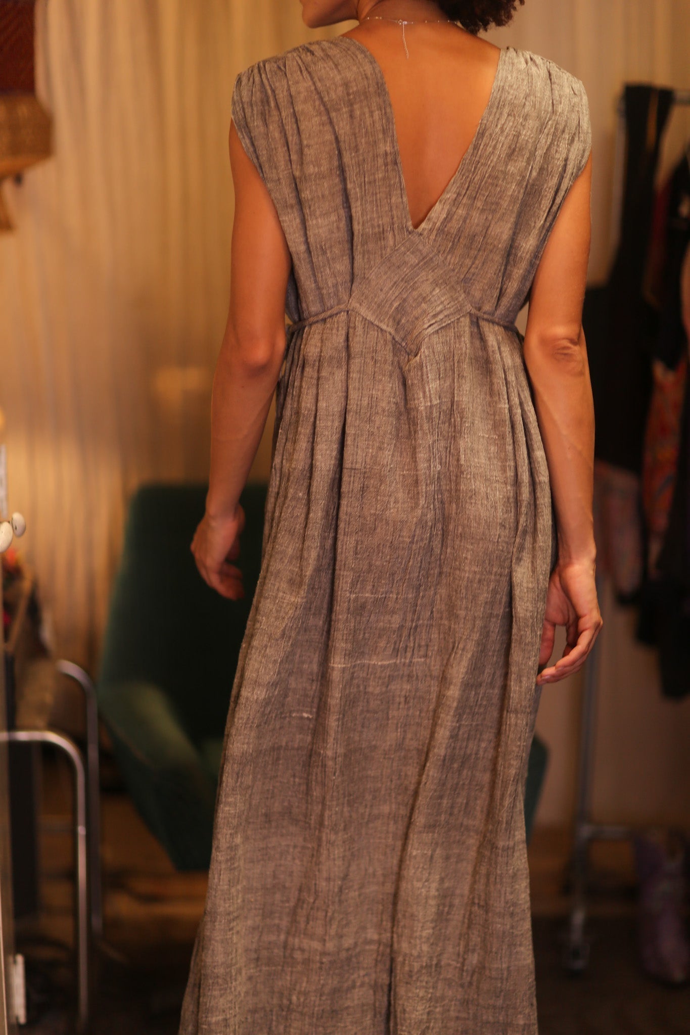 HANDWOVEN ORGANIC COTTON VICTORIA DRESS GRAY - MOMO STUDIO BERLIN - Berlin Concept Store - sustainable & ethical fashion