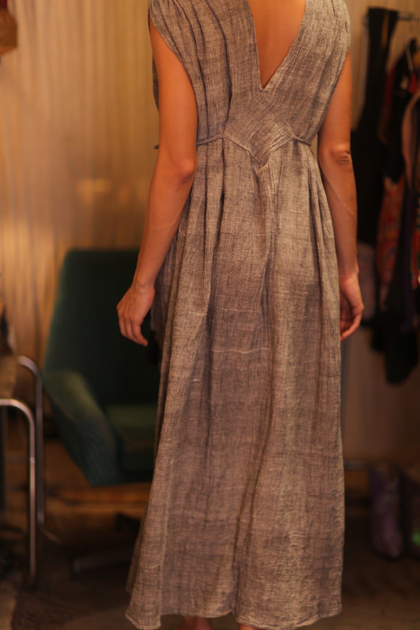 HANDWOVEN ORGANIC COTTON VICTORIA DRESS GRAY - MOMO STUDIO BERLIN - Berlin Concept Store - sustainable & ethical fashion