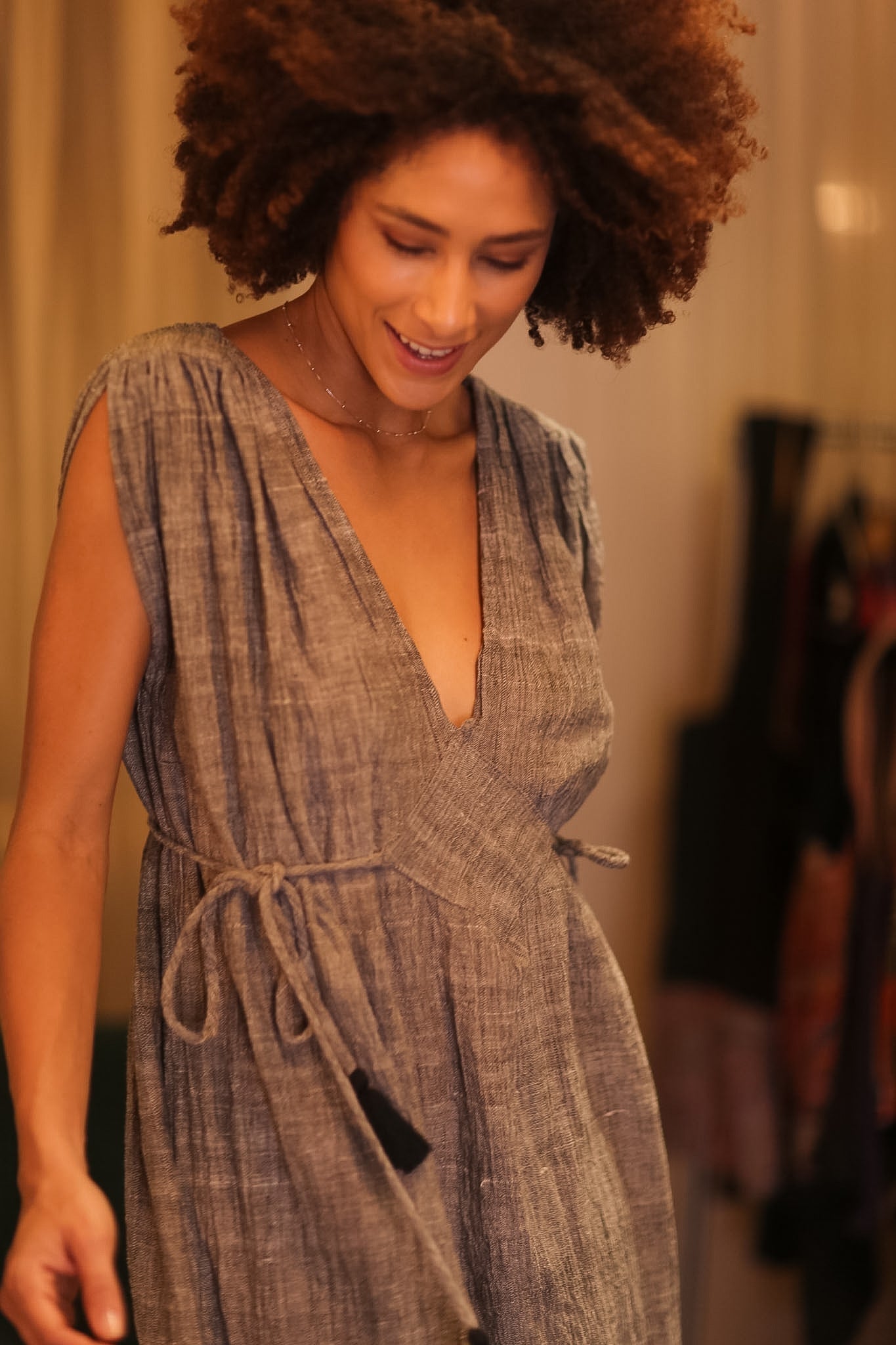 HANDWOVEN ORGANIC COTTON VICTORIA DRESS GRAY - MOMO STUDIO BERLIN - Berlin Concept Store - sustainable & ethical fashion