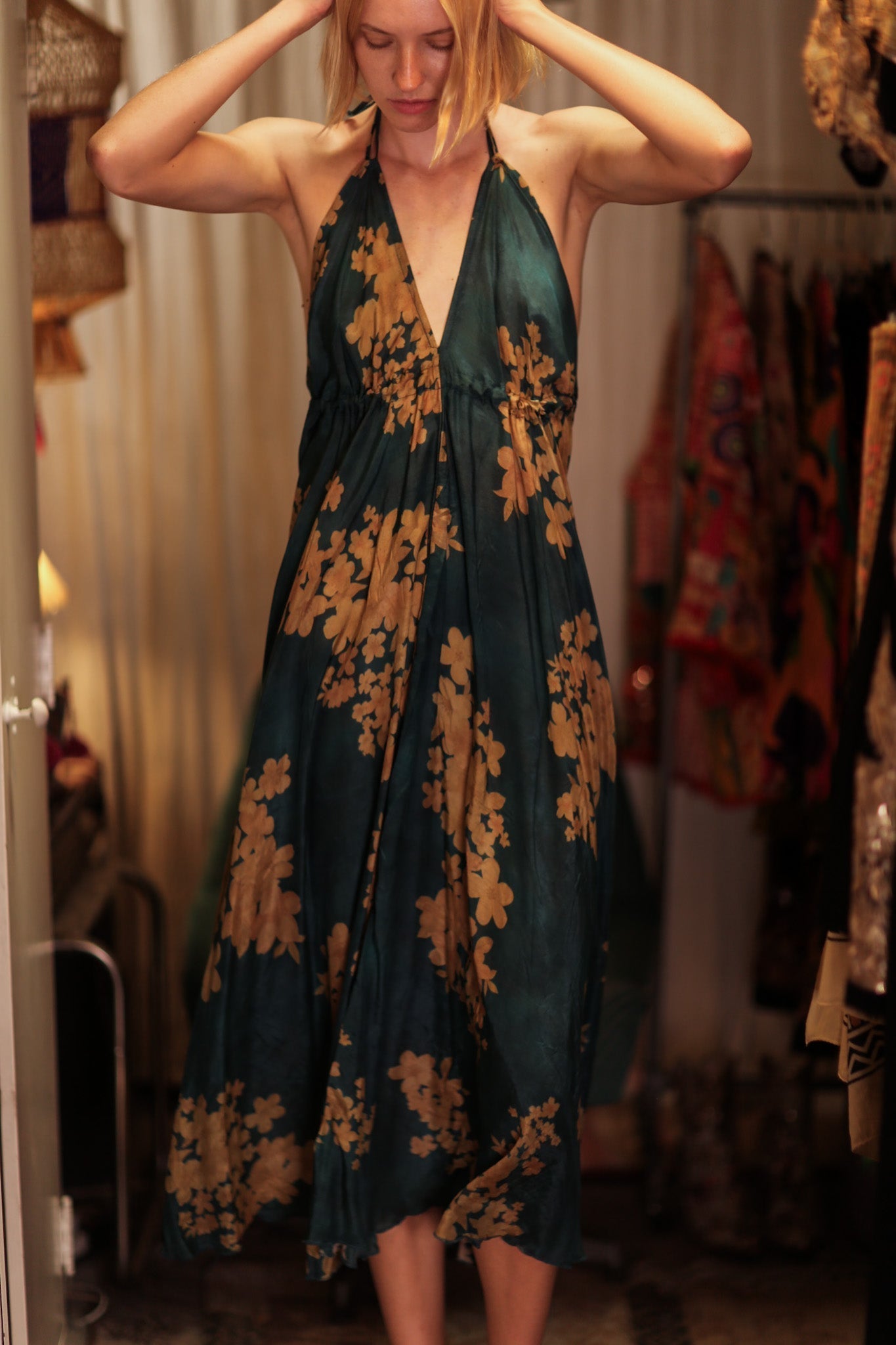 HANNAH SILK DRESS GOLDEN BOUQUET - MOMO STUDIO BERLIN - Berlin Concept Store - sustainable & ethical fashion