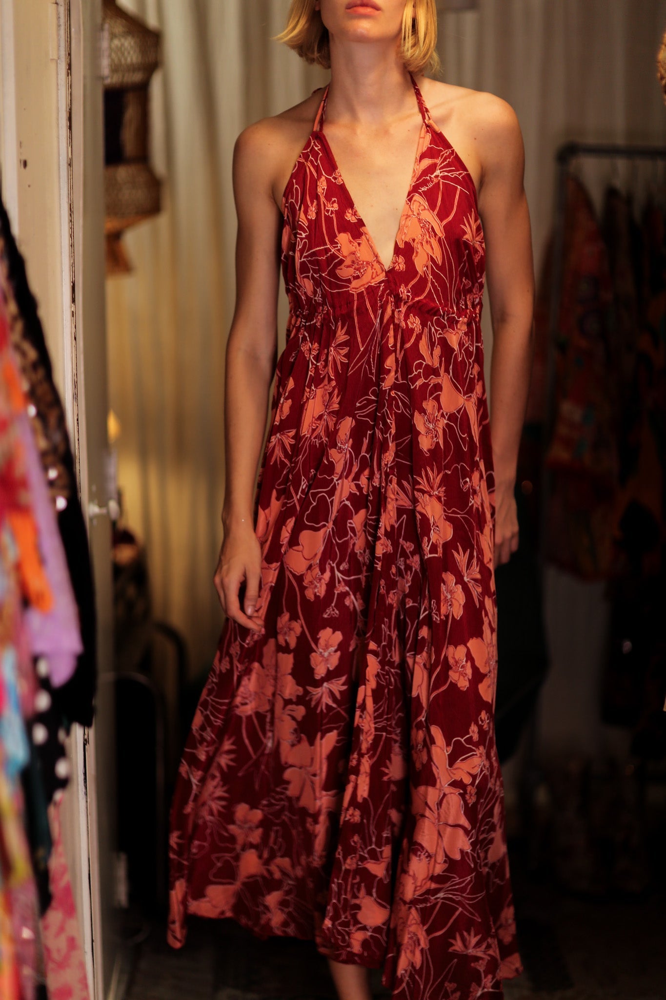 HANNAH SILK DRESS RED FLOWER - MOMO STUDIO BERLIN - Berlin Concept Store - sustainable & ethical fashion