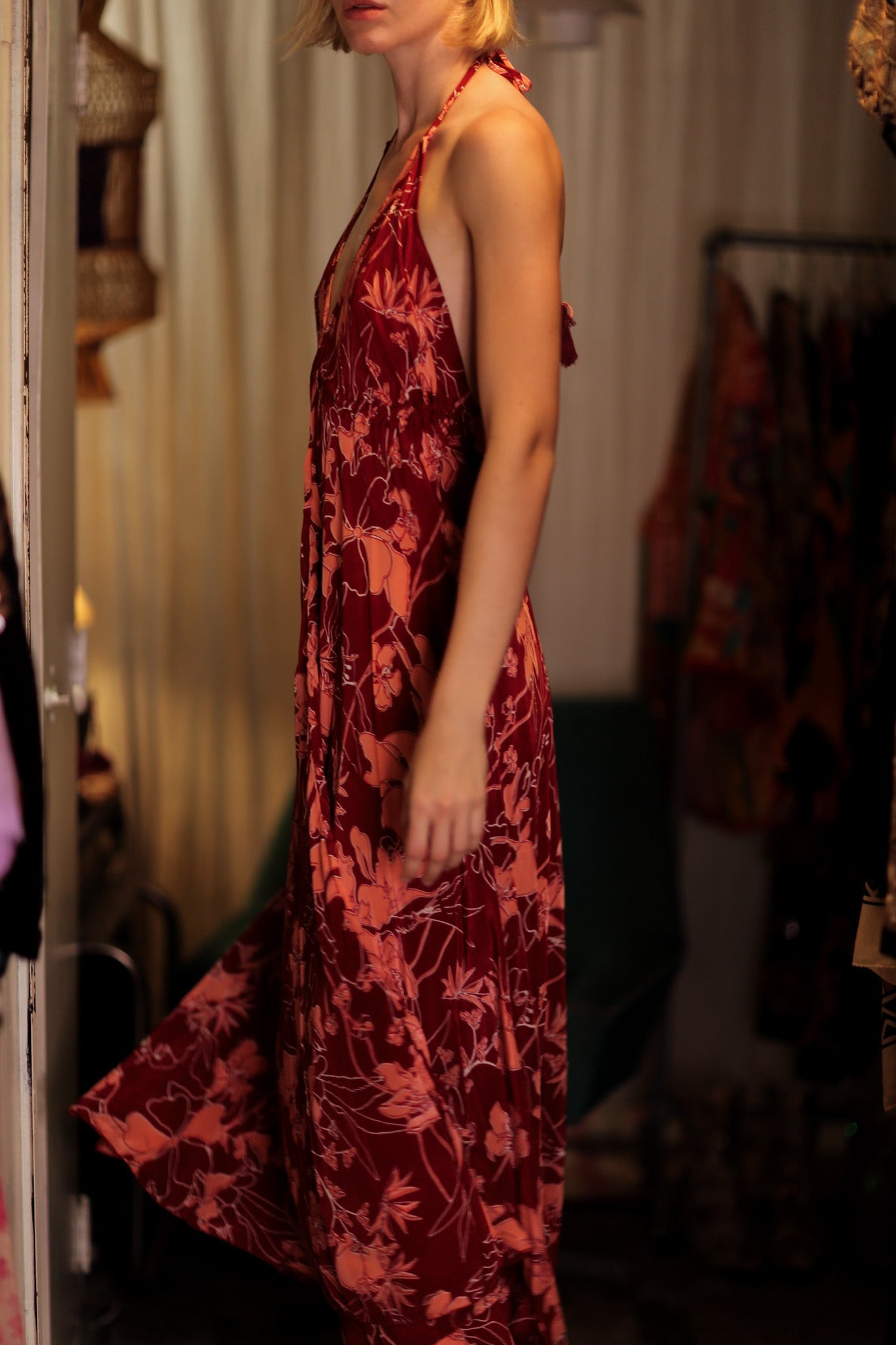 HANNAH SILK DRESS RED FLOWER - MOMO STUDIO BERLIN - Berlin Concept Store - sustainable & ethical fashion