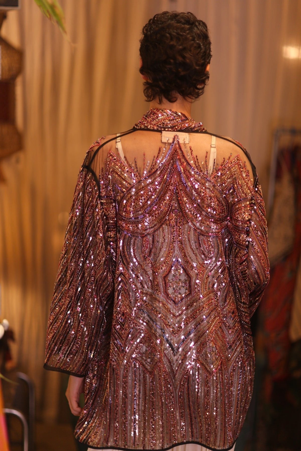 HEAVY SEQUINED EMBROIDERD SHORT KIMONO KAI - MOMO STUDIO BERLIN - Berlin Concept Store - sustainable & ethical fashion
