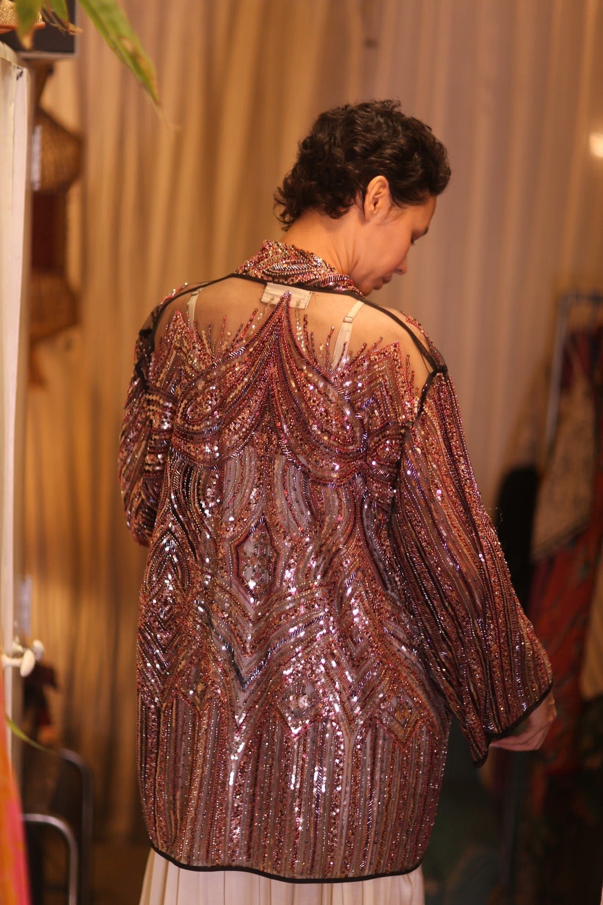 HEAVY SEQUINED EMBROIDERD SHORT KIMONO KAI - MOMO STUDIO BERLIN - Berlin Concept Store - sustainable & ethical fashion